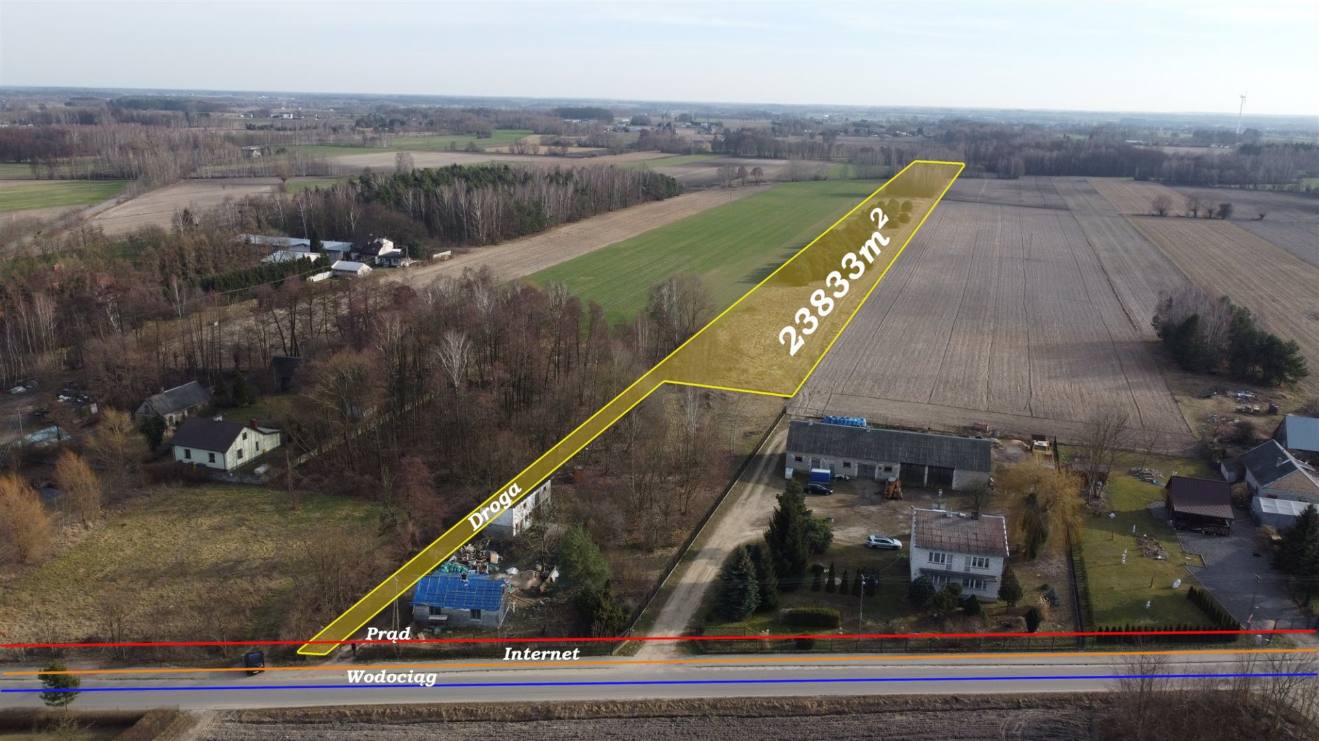 Działka siedliskowa, inwestycyjna i rolna 2,38 ha, Milewo