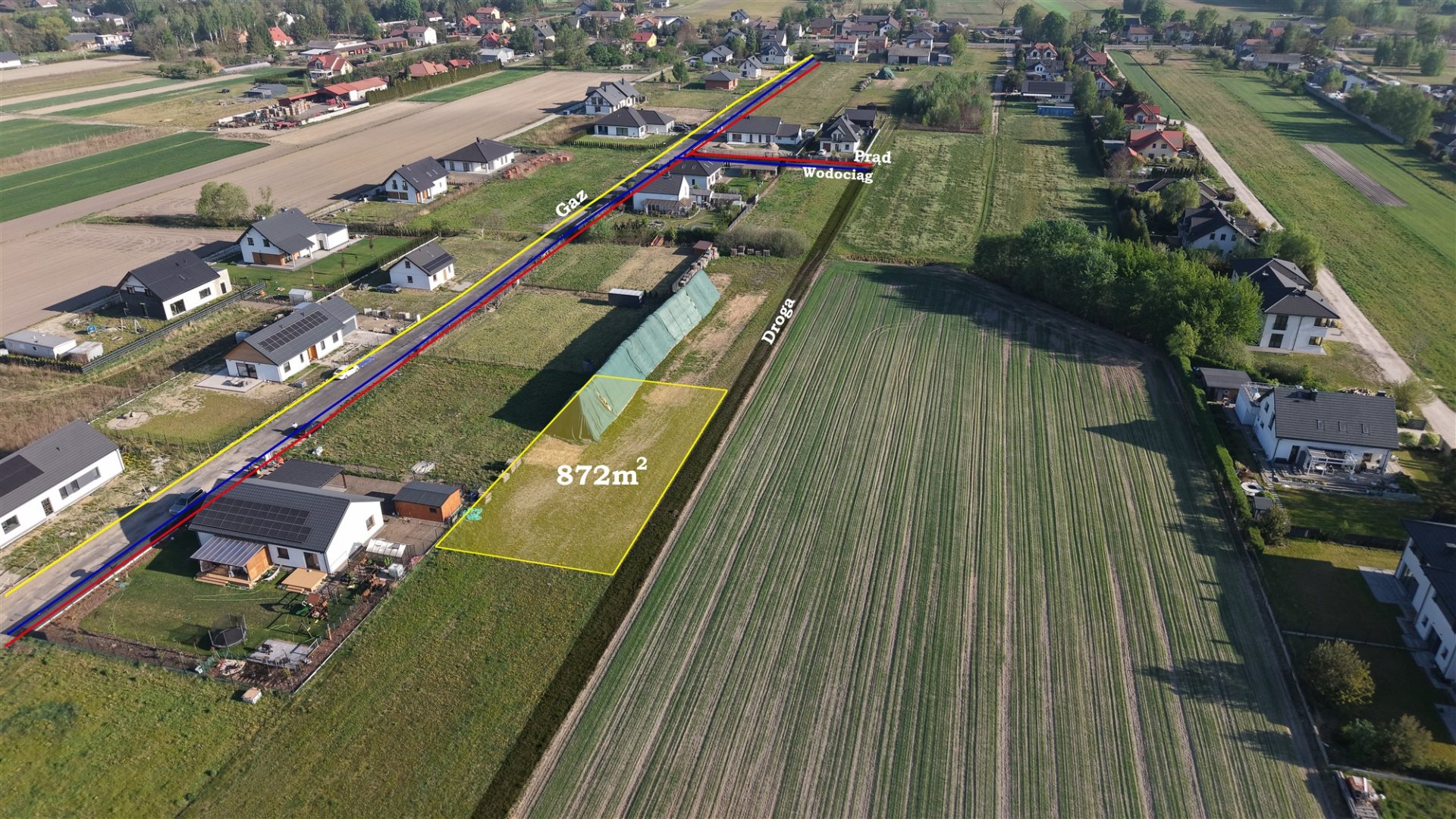 Działka budowlana 872 m², Zaborówek