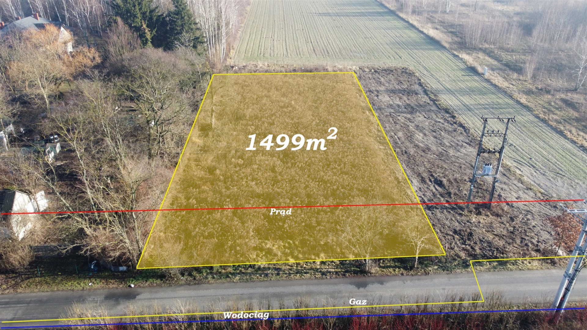 Działka budowlana 1 499 m², Cholewy