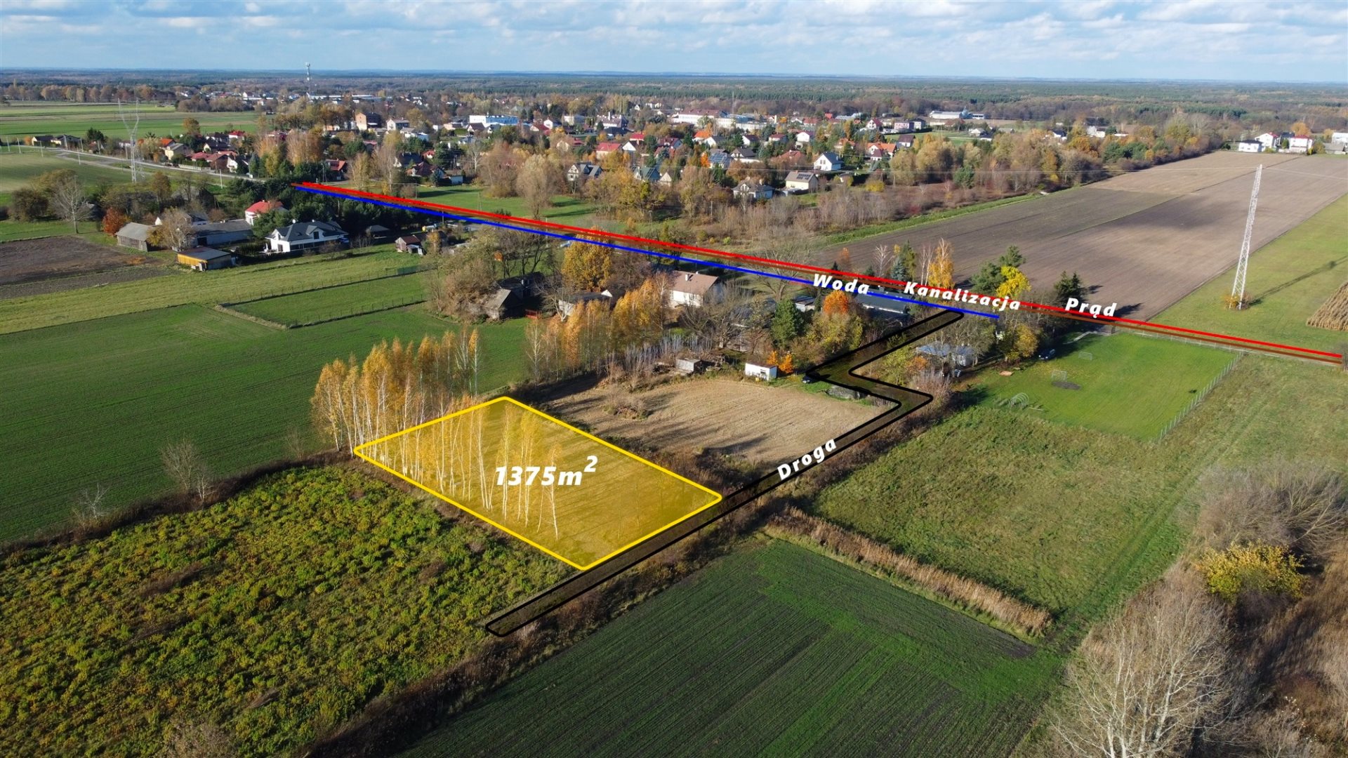 Działka budowlana 1 375 m², Kampinos A