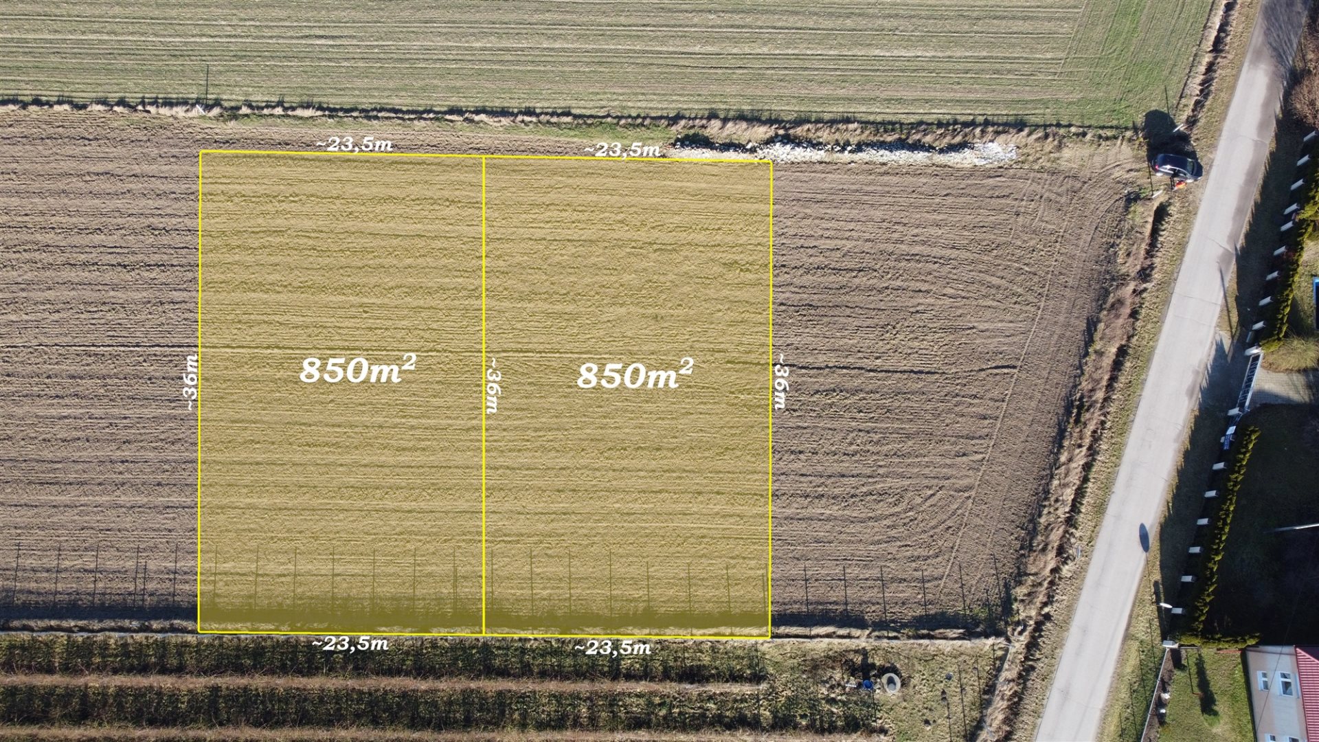 Działka budowlana 851 m², Naborowiec