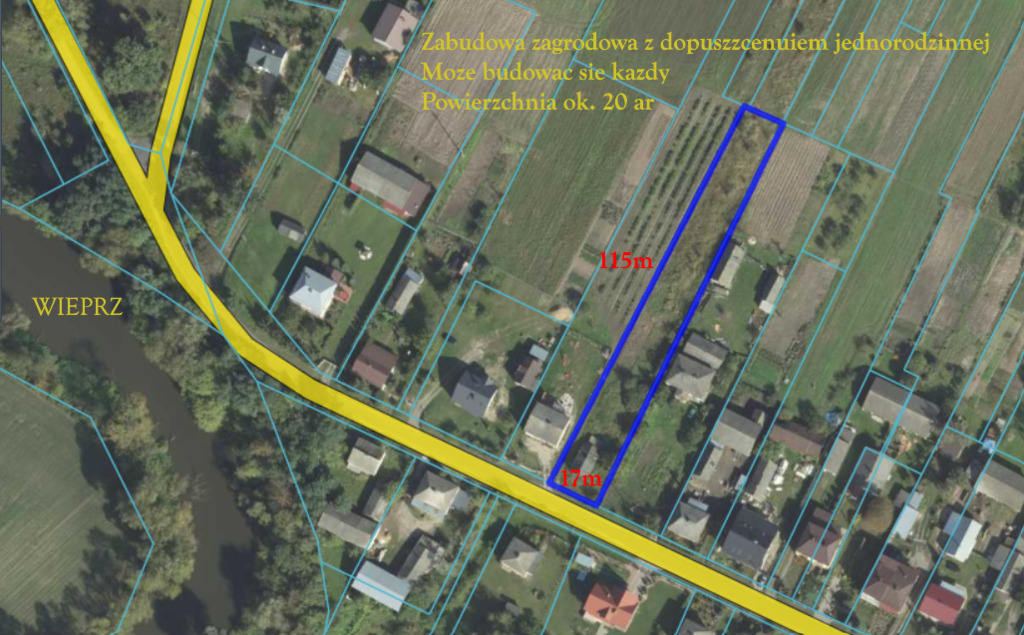 Działka budowlana 1 983 m², Zawieprzyce