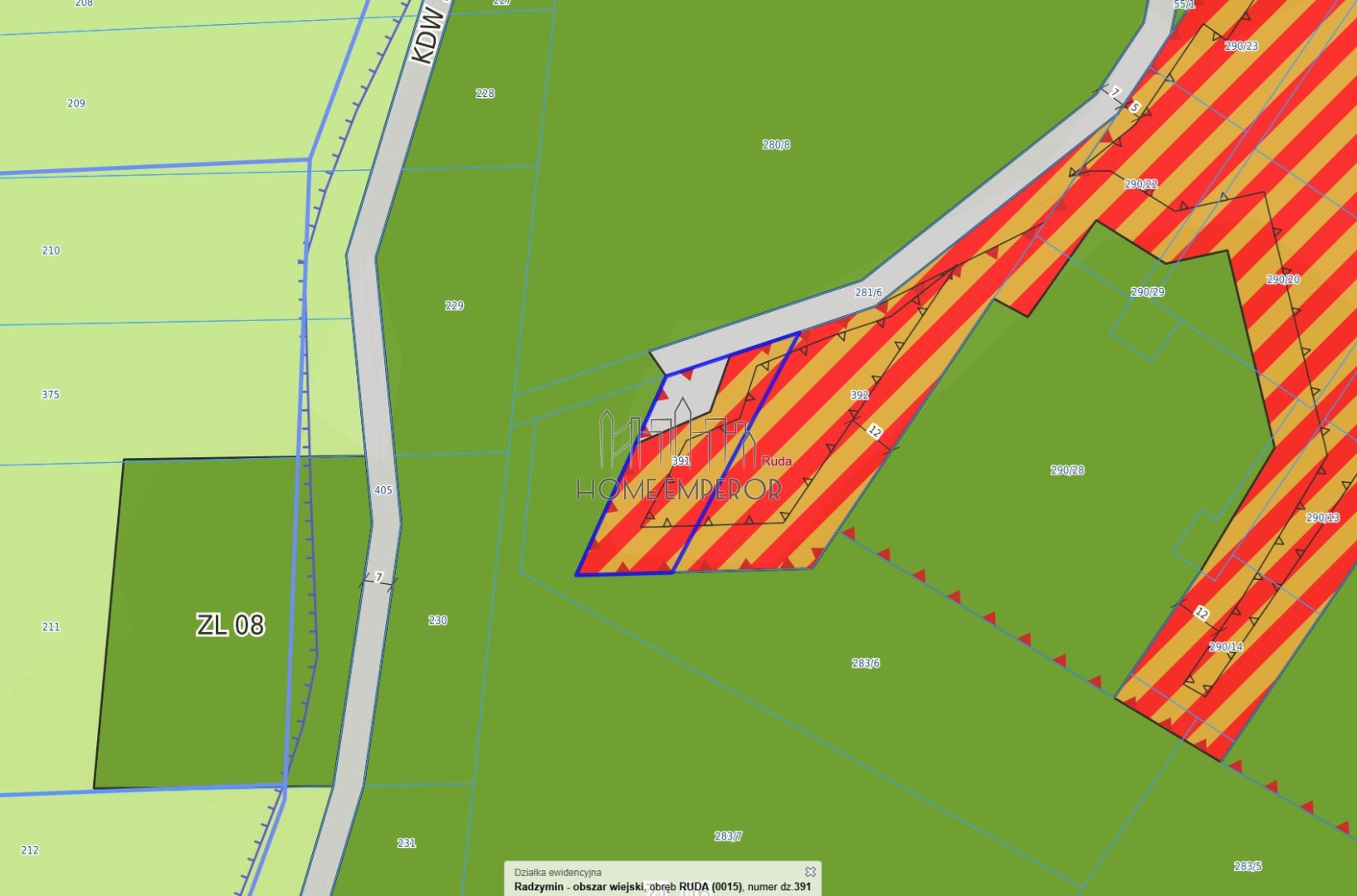 Działka budowlana i rekreacyjna 1 342 m², Ruda
