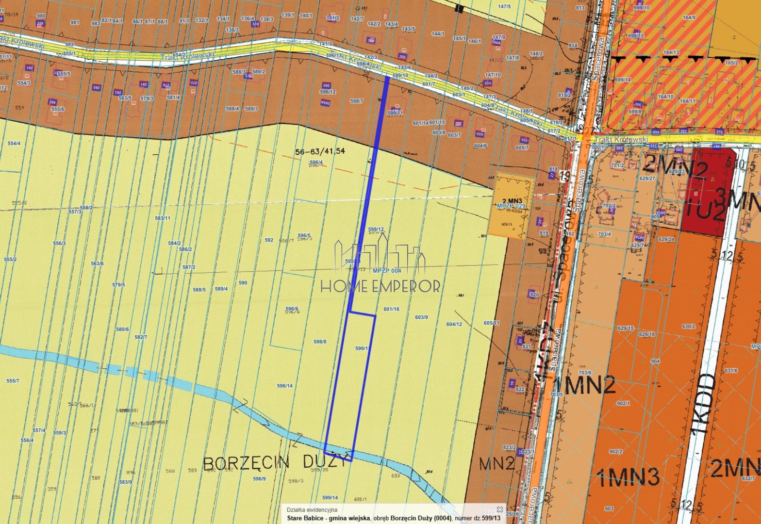 Działka rolna 3 254 m², Borzęcin Duży