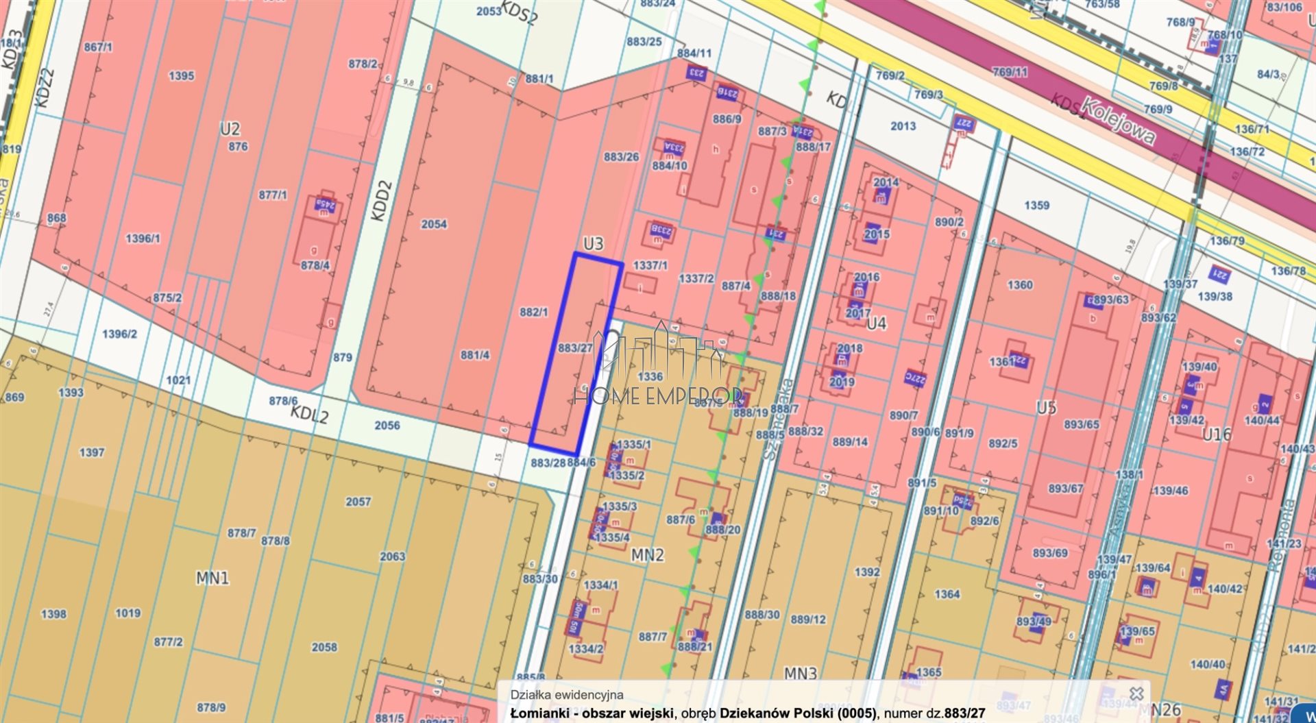 Działka inwestycyjna 1 319 m², Dziekanów Polski