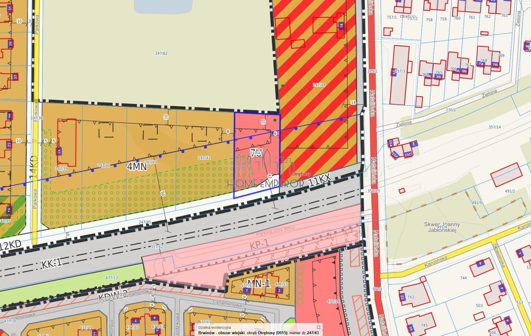 Działka inwestycyjna 1 522 m², Otrębusy