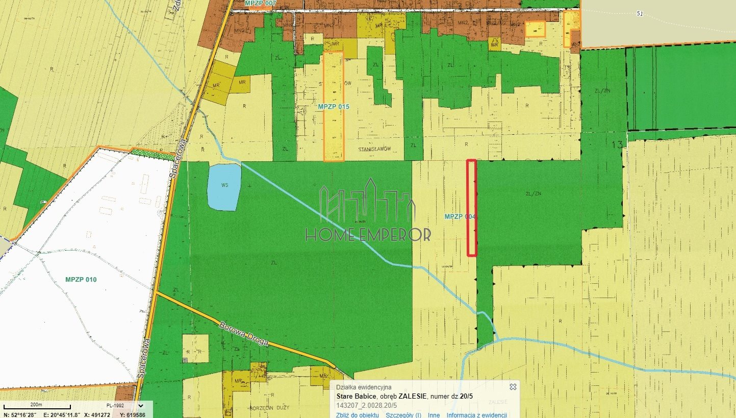 Działka rolna 7 362 m², Zalesie