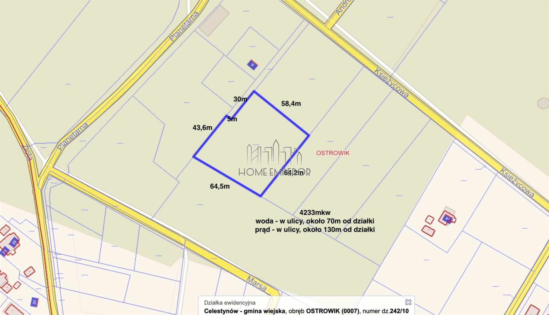 Działka budowlana i inwestycyjna 4 250 m², Ostrowik