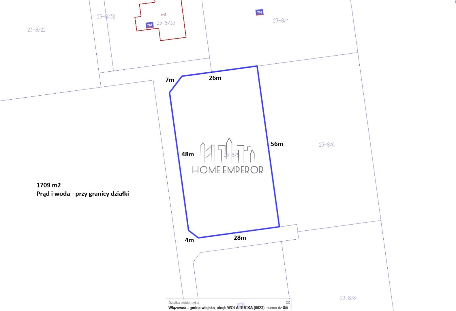 Działka budowlana 1 709 m², Wola Ducka