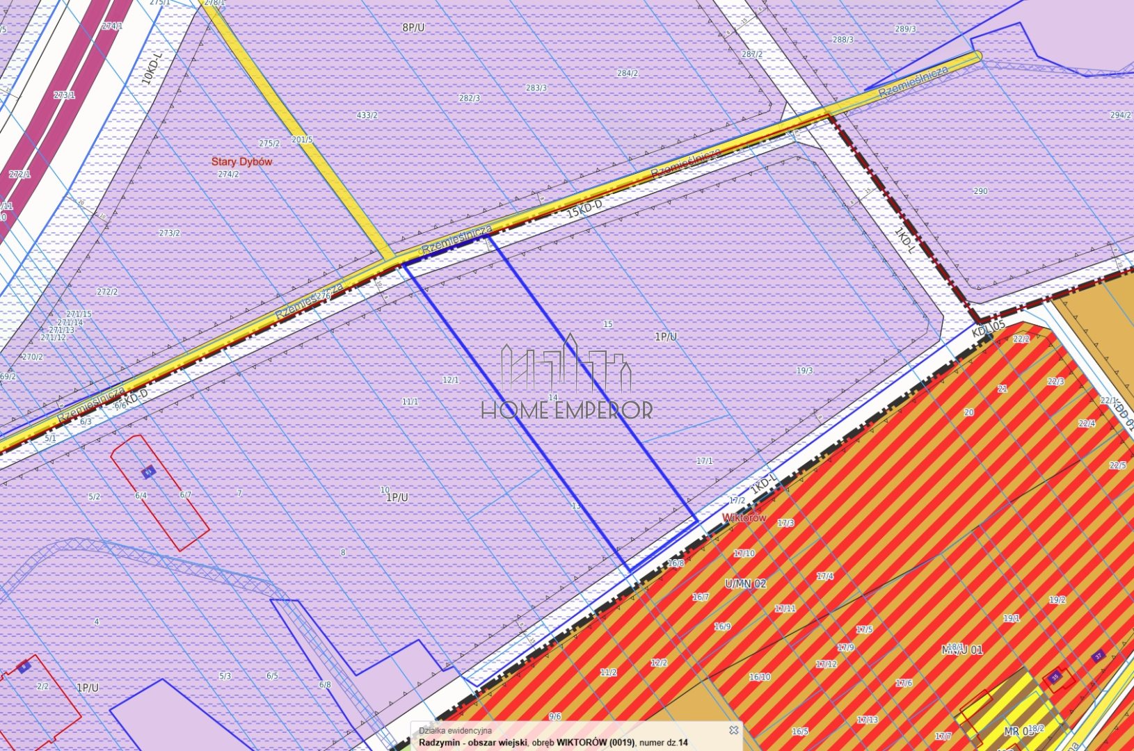 Działka inwestycyjna 1,06 ha, Wiktorów