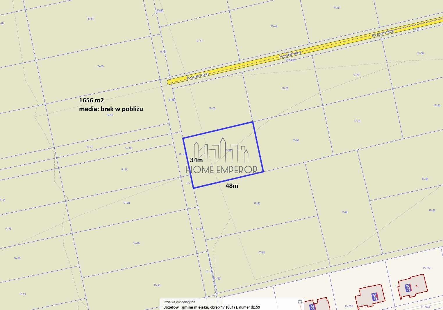 Działka leśna 1 656 m², Józefów