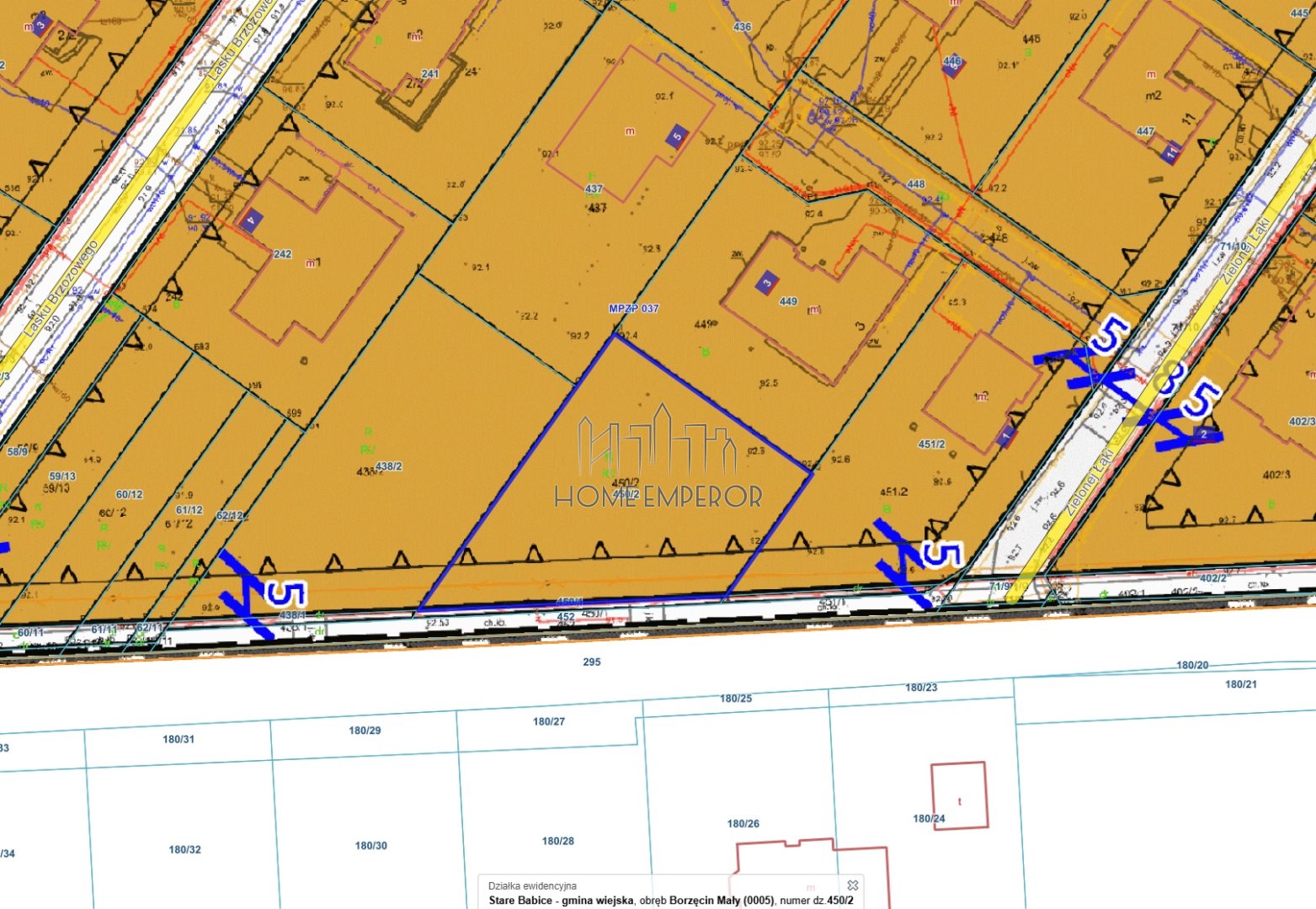 Działka budowlana 854 m², Borzęcin Mały