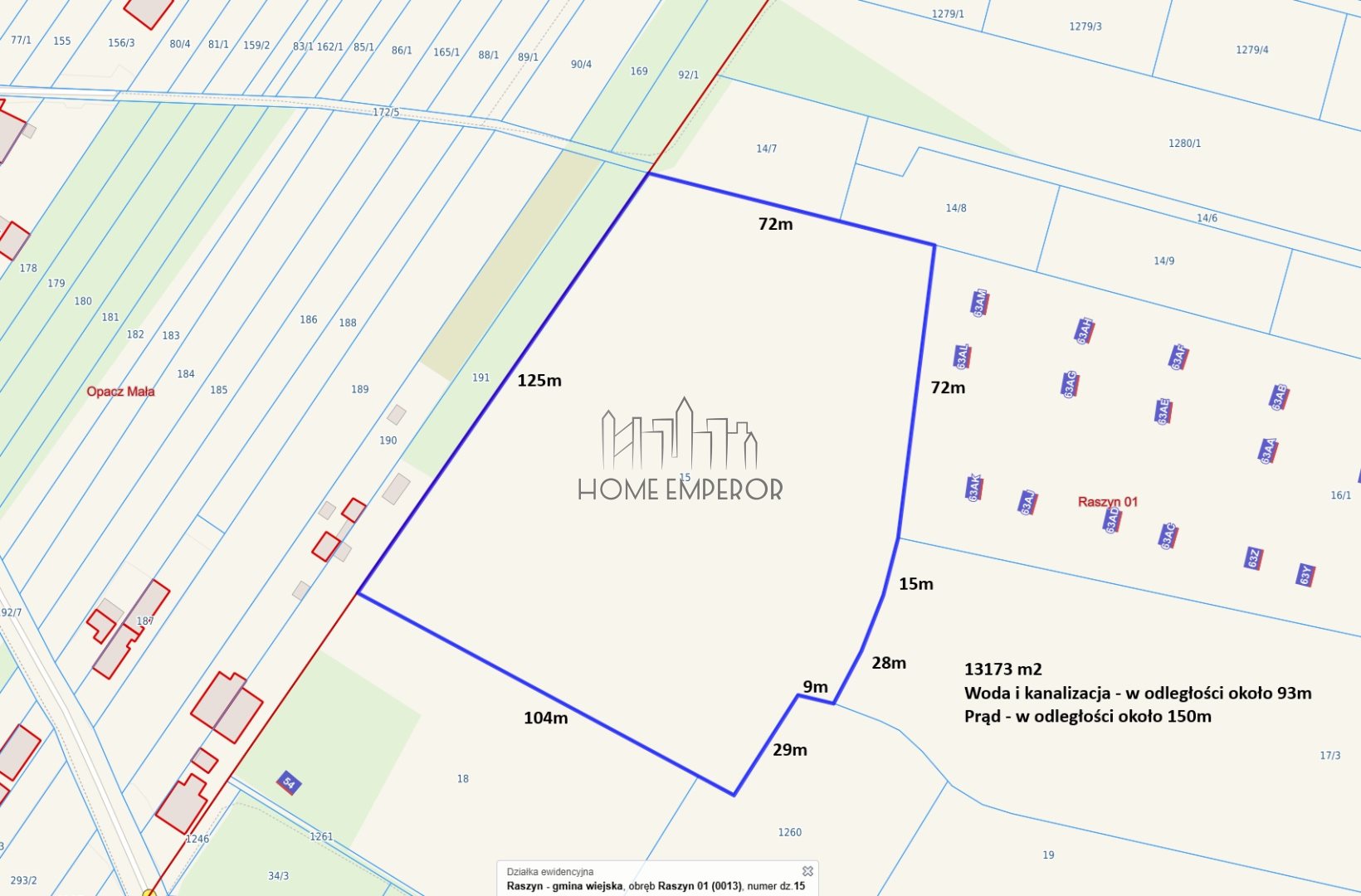 Działka budowlana 1,32 ha, Raszyn