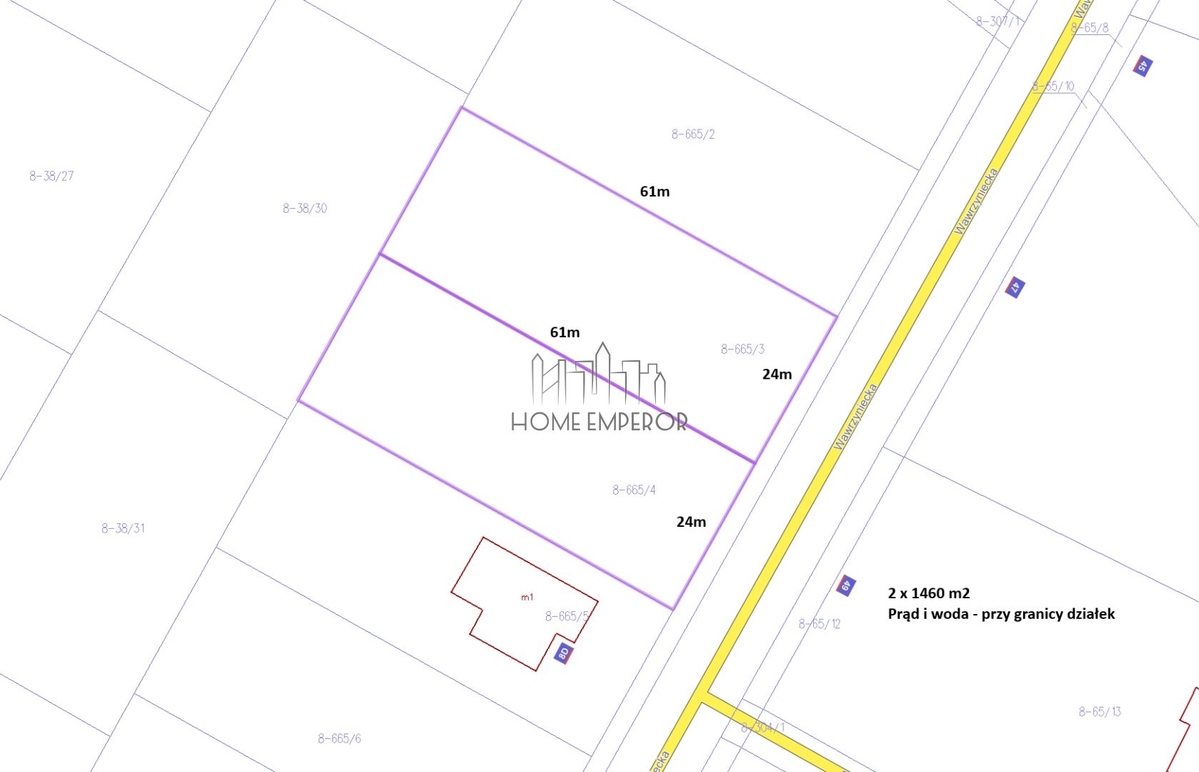 Działka budowlana 1 460 m², Glinianka