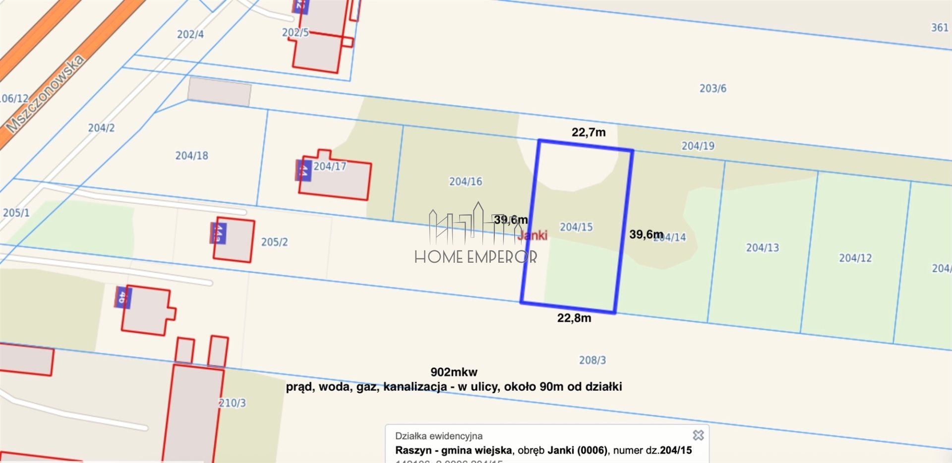 Działka budowlana i inwestycyjna 900 m², Janki