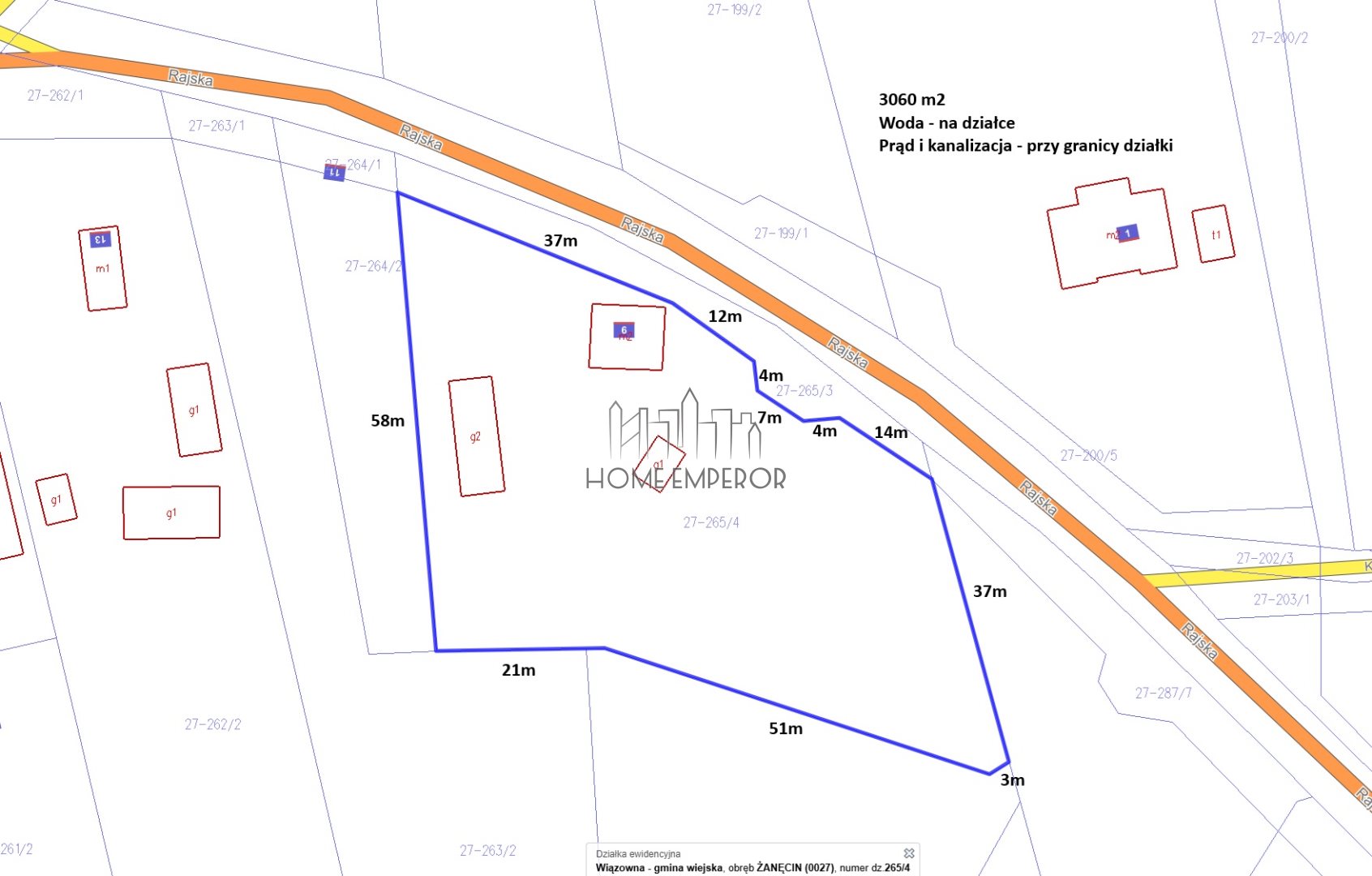 Działka budowlana 3 060 m², Żanęcin