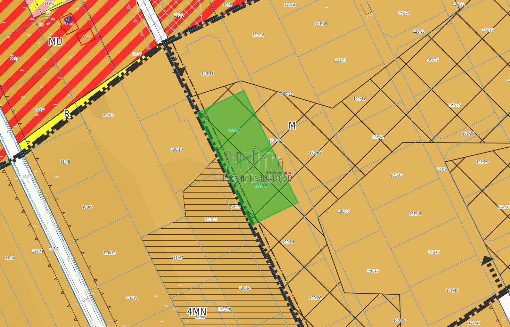 Działka budowlana 1 425 m², Krakowiany
