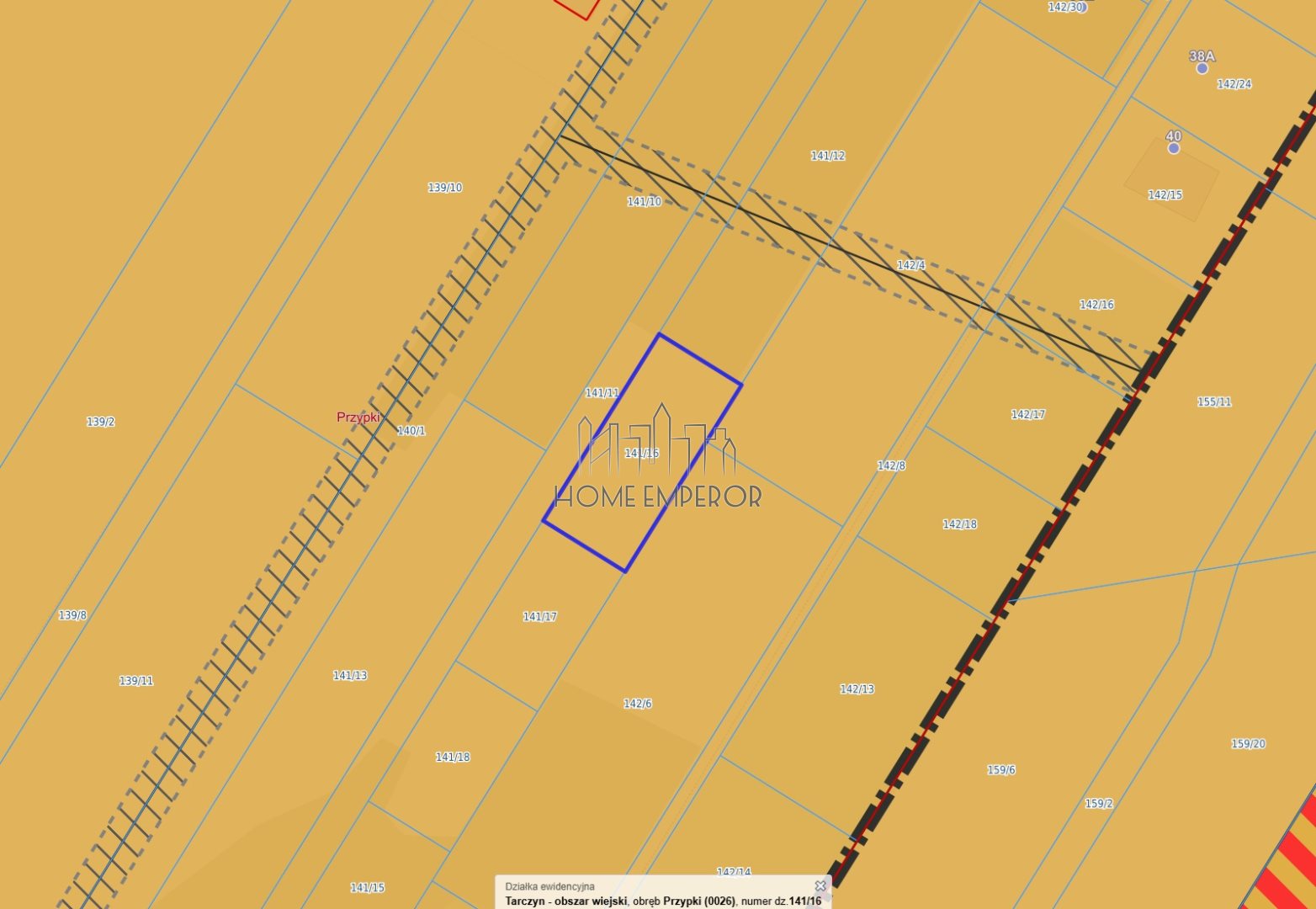 Działka budowlana 1 200 m², Przypki