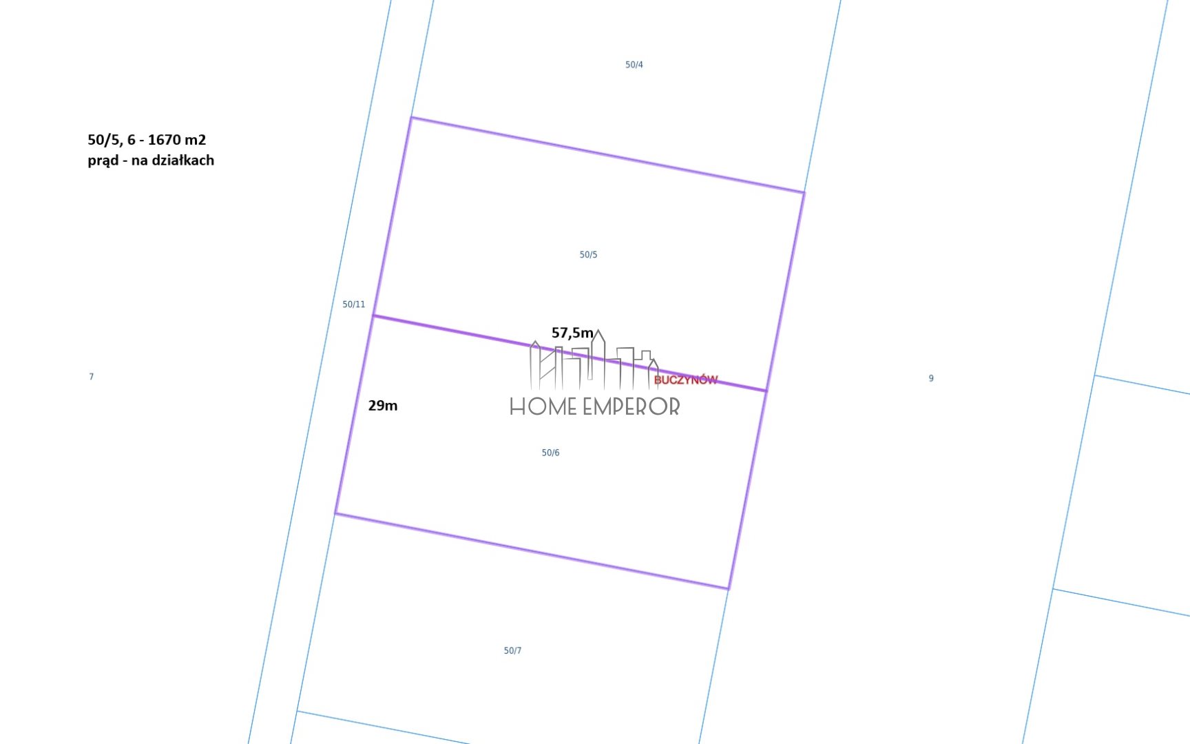 Działka budowlana 1 670 m², Buczynów