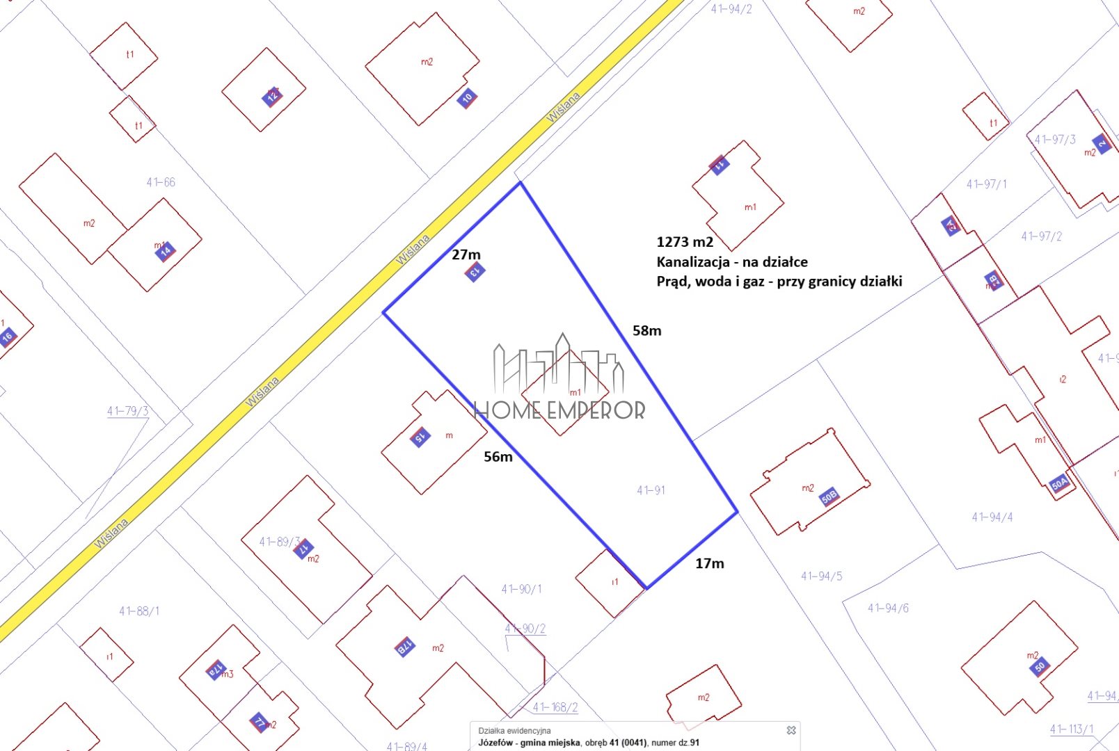 Działka budowlana 1 273 m², Józefów