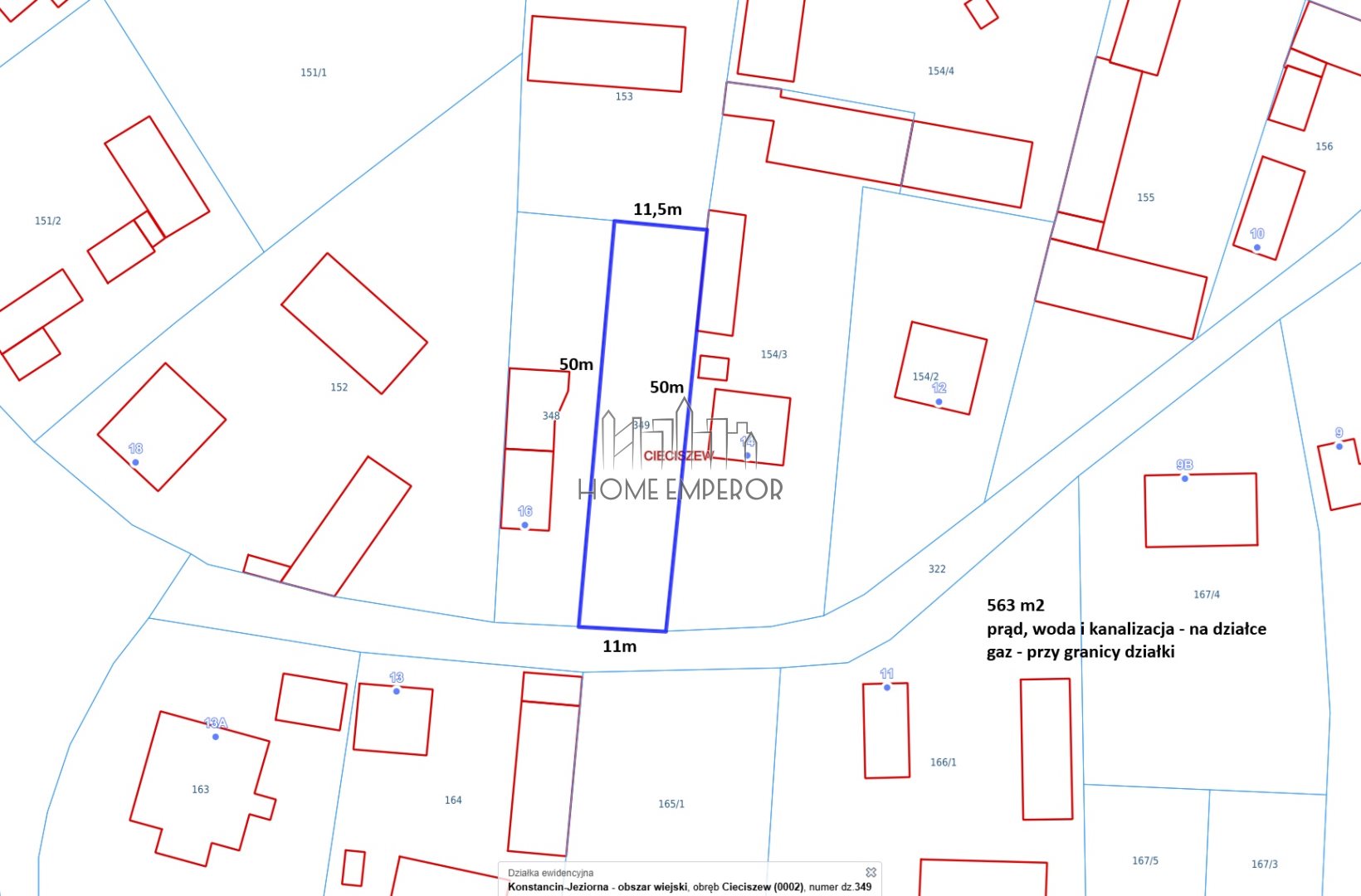 Działka budowlana 563 m², Cieciszew
