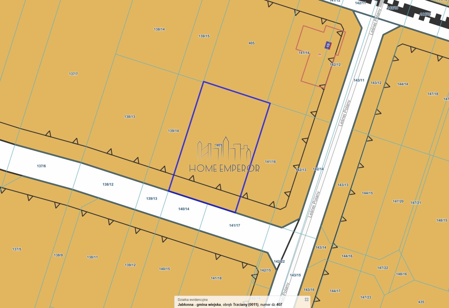 Działka budowlana 1 016 m², Trzciany