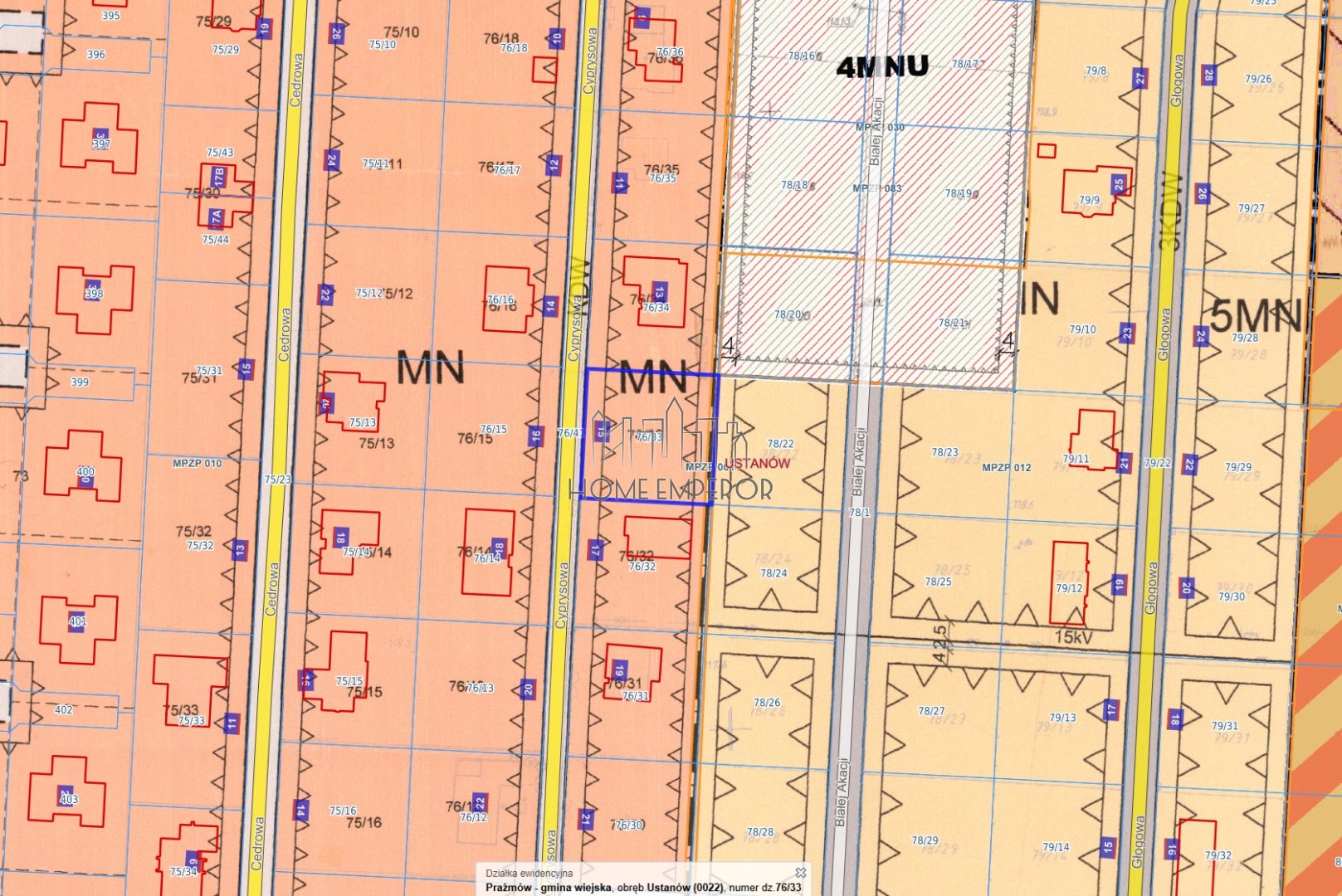 Działka budowlana 1 000 m², Ustanów