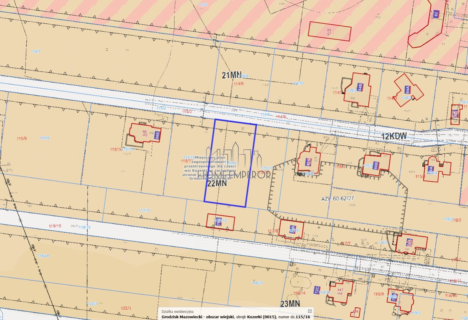 Działka budowlana 1 500 m², Kozerki