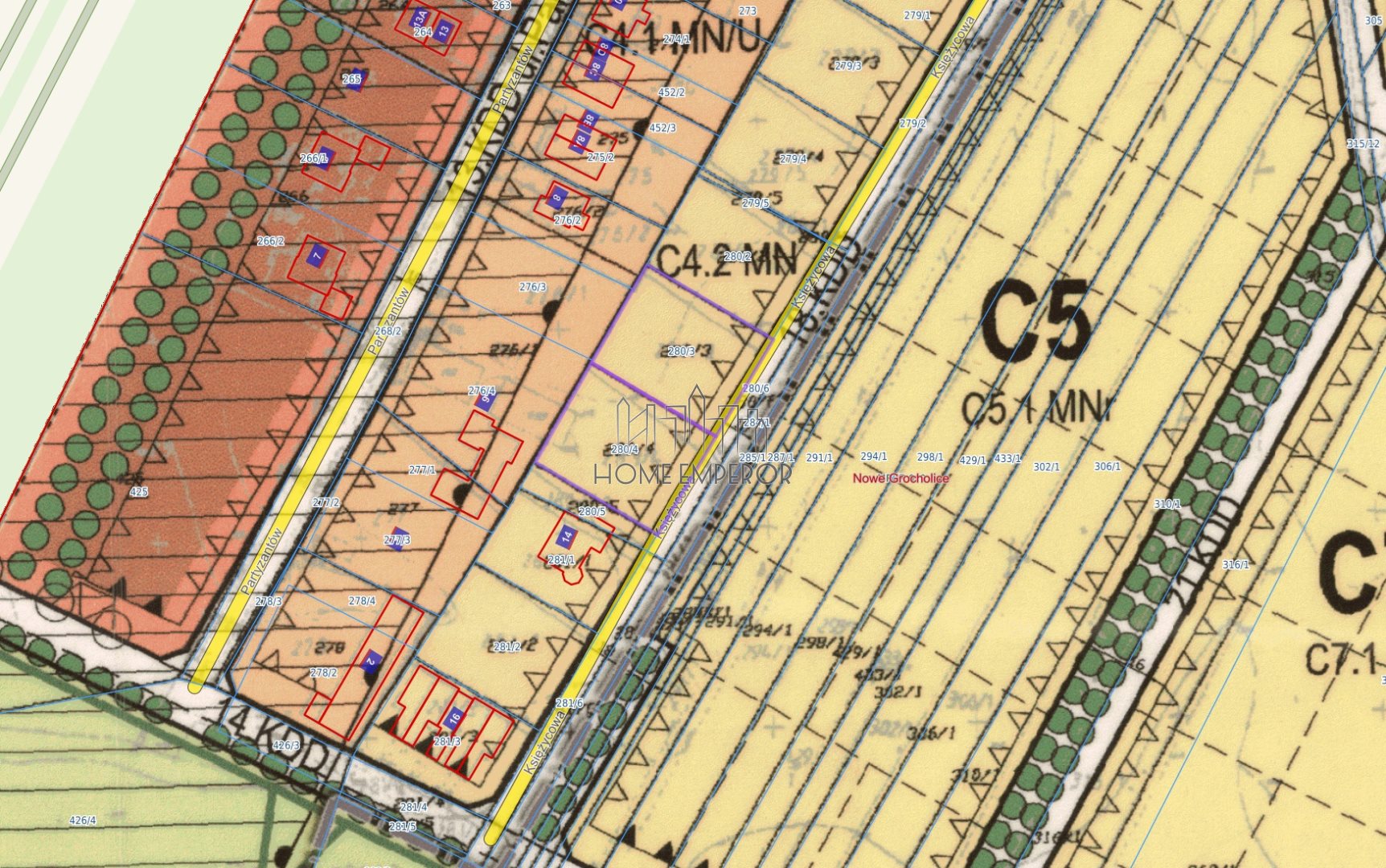 Działka budowlana 1 000 m², Nowe Grocholice