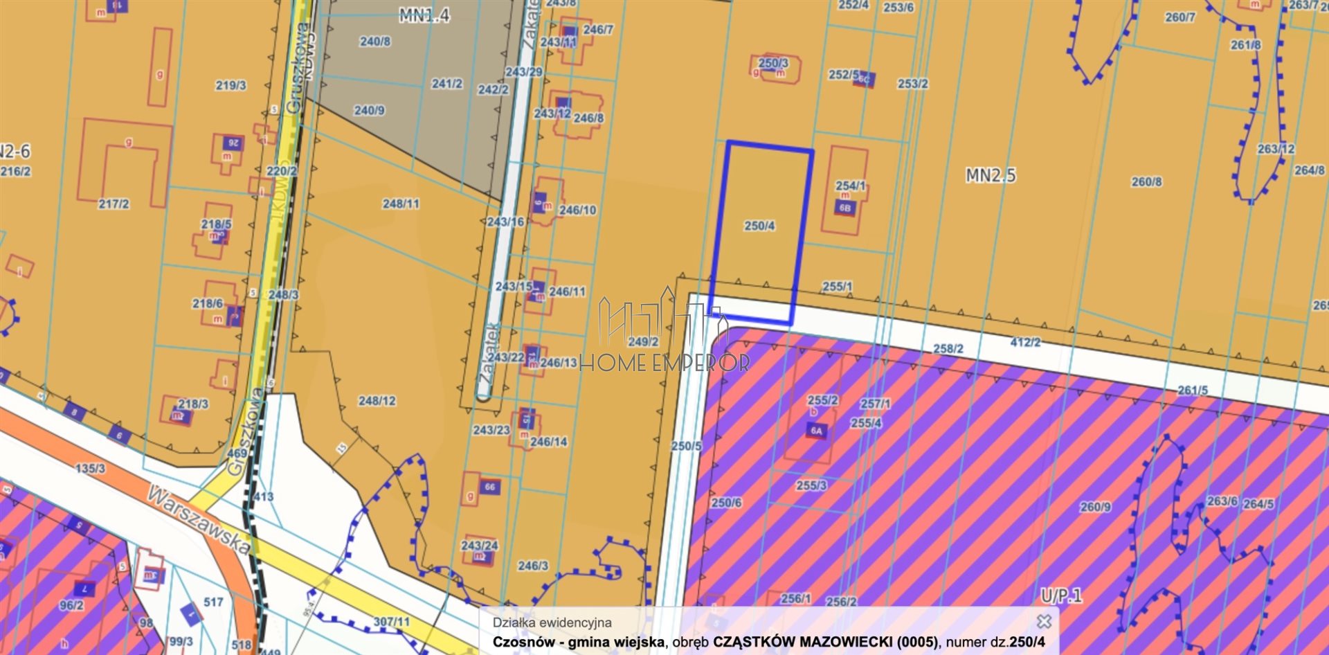 Działka budowlana 1 829 m², Cząstków Mazowiecki