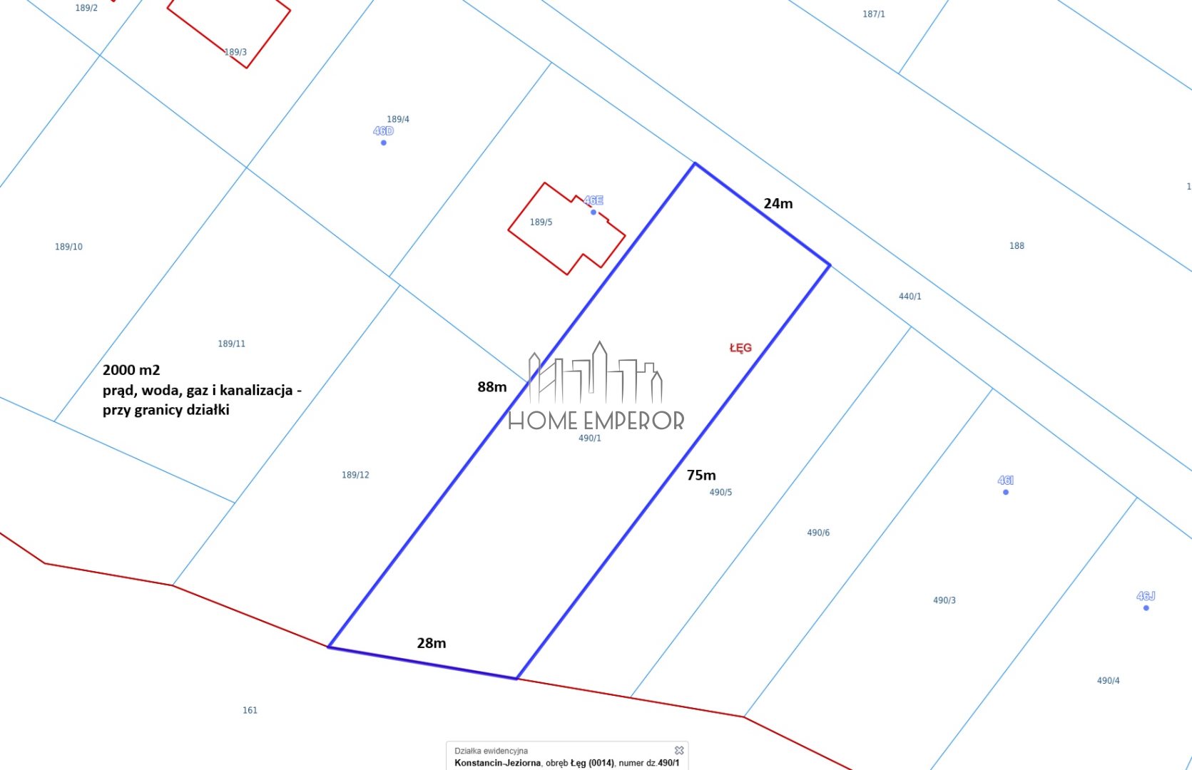 Działka budowlana 2 000 m², Łęg