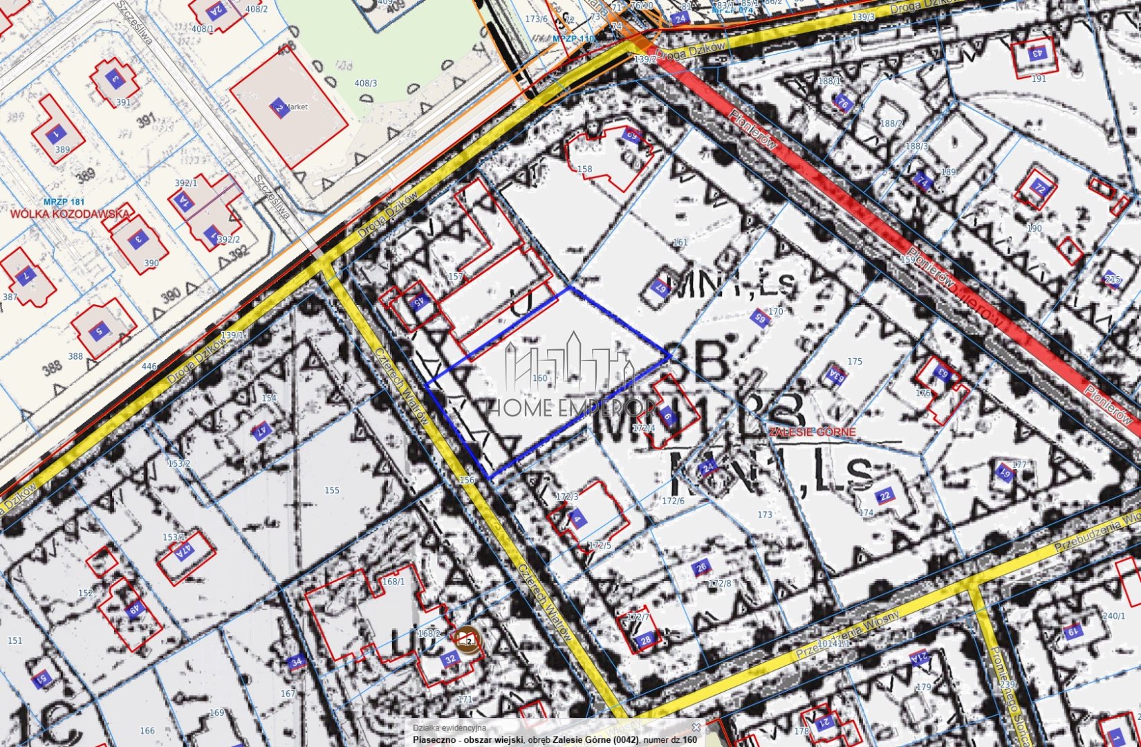 Działka inwestycyjna 1 865 m², Zalesie Górne