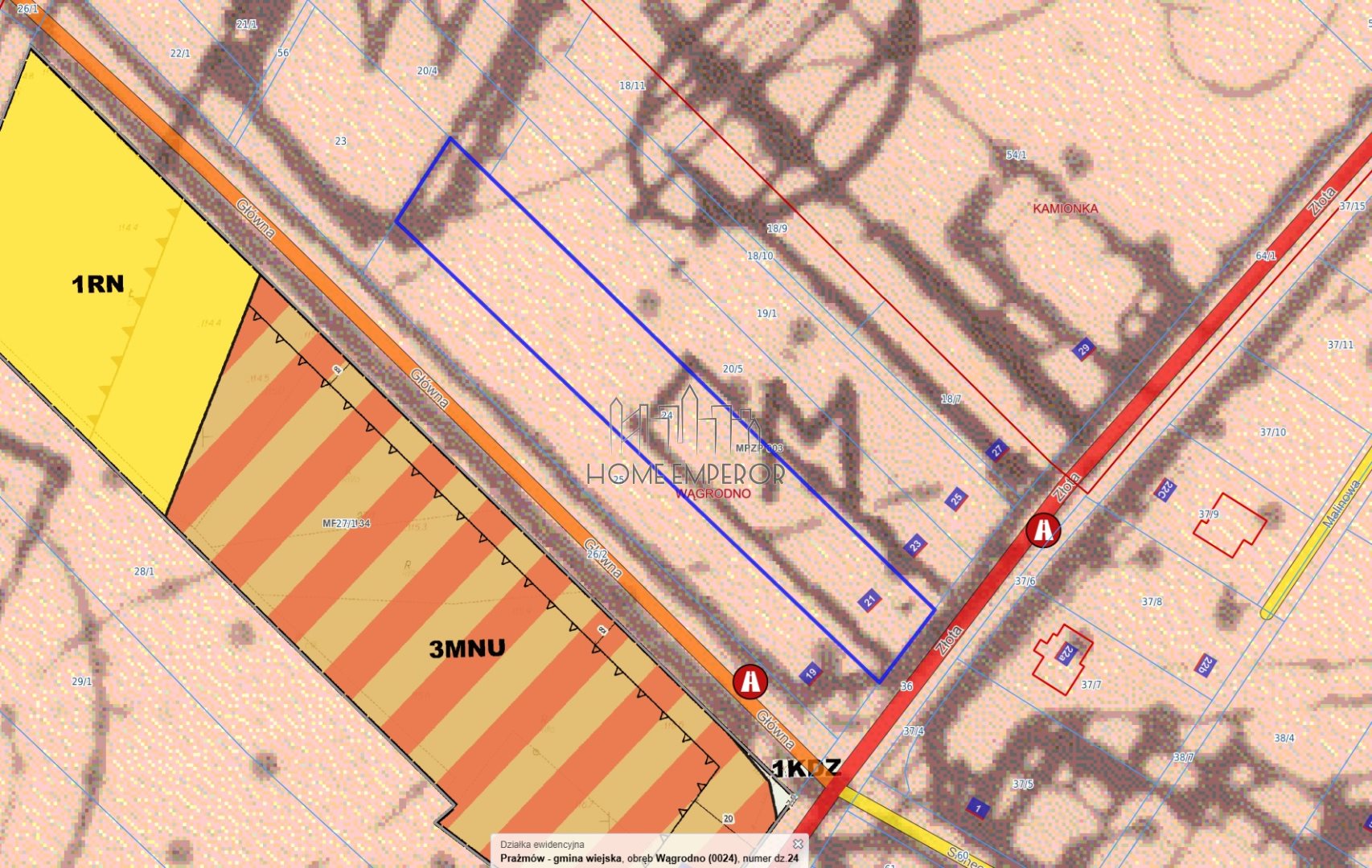 Działka budowlana 3 900 m², Wągrodno