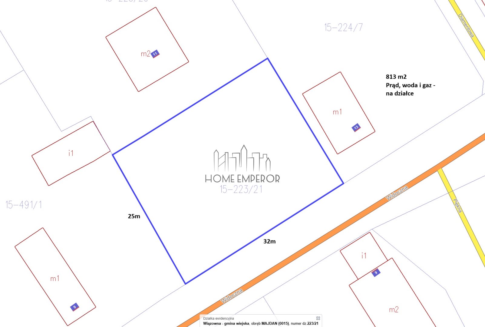 Działka budowlana 813 m², Majdan