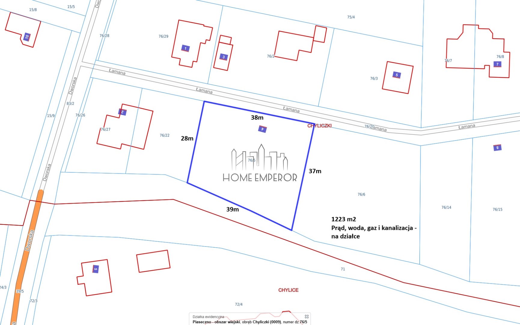 Działka budowlana 1 223 m², Piaseczno, Chyliczki