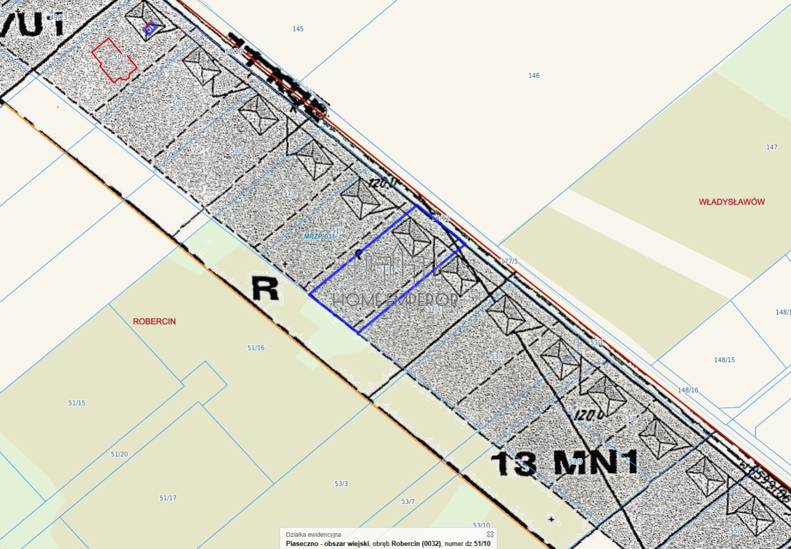 Działka budowlana 1 258 m², Robercin