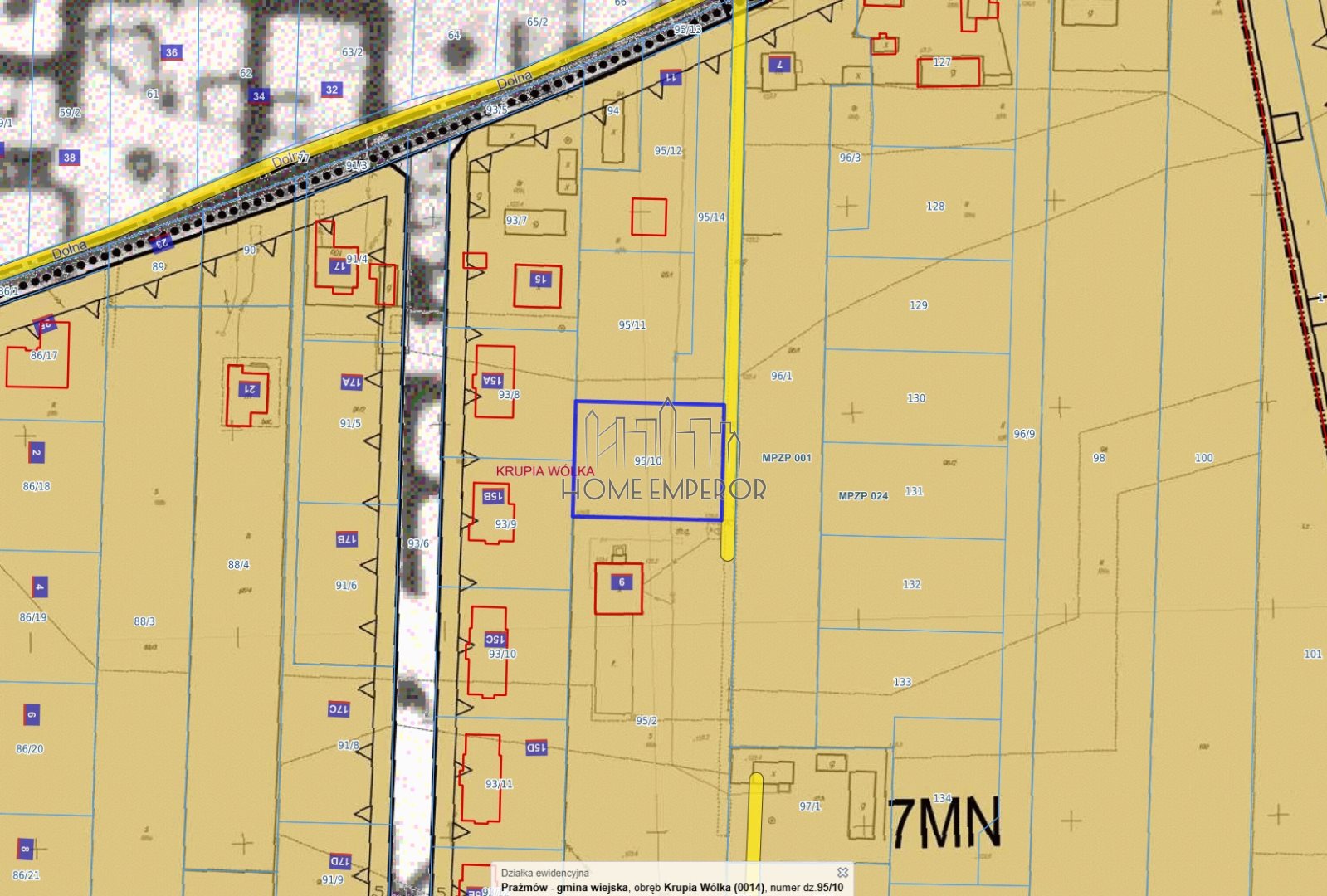 Działka budowlana 1 000 m², Krupia Wólka