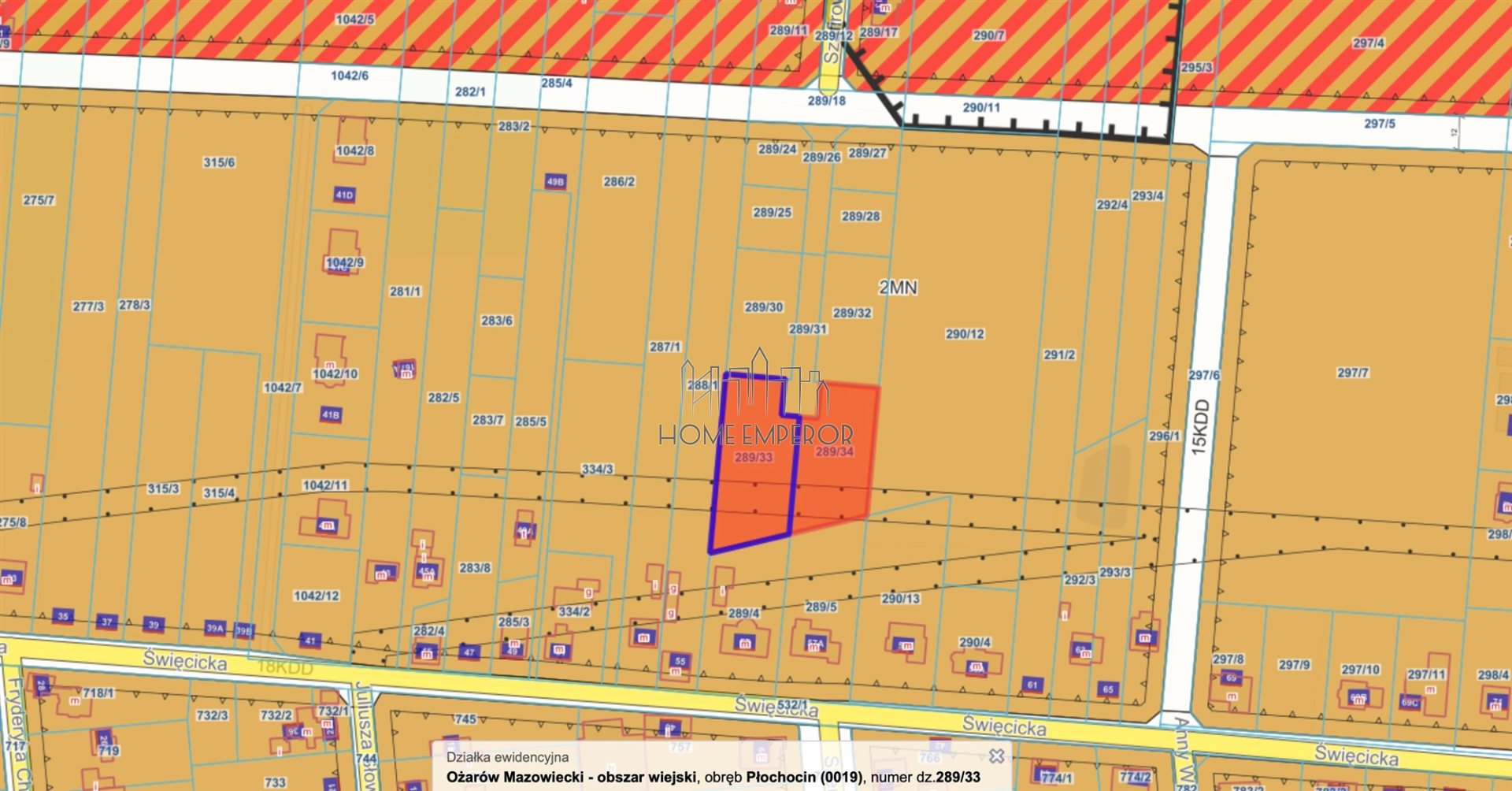 Działka budowlana 1 220 m², Płochocin