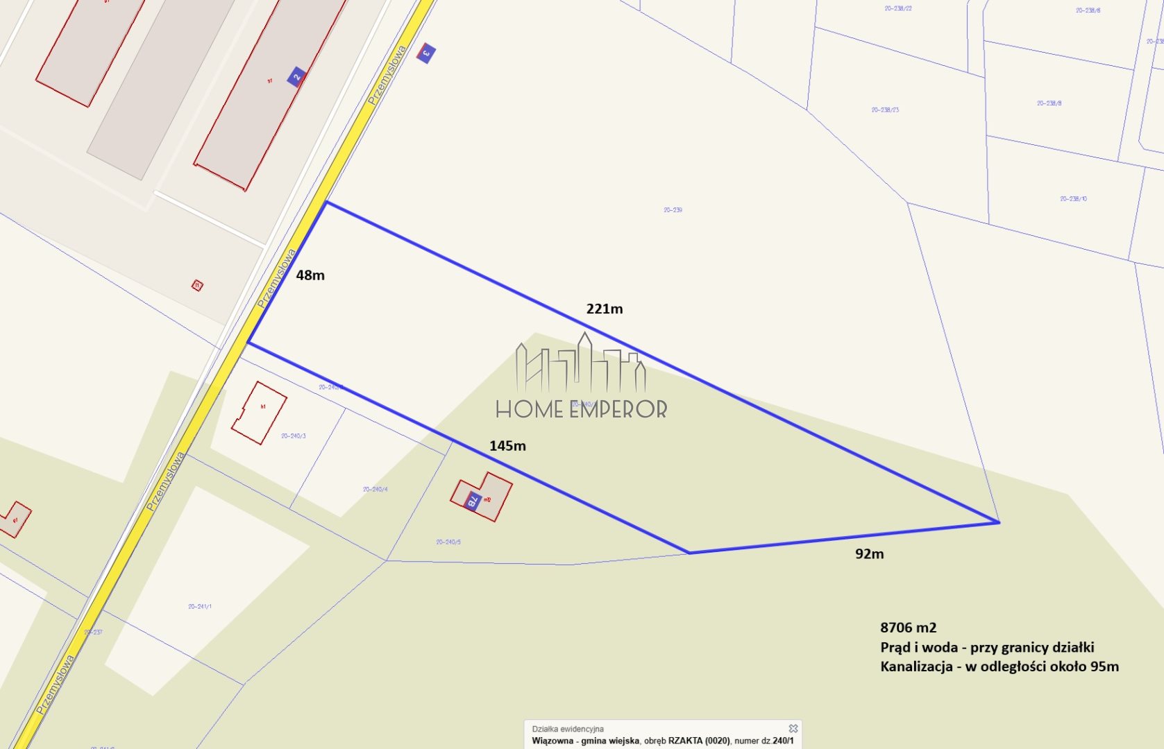 Działka budowlana i inwestycyjna 8 706 m², Rzakta