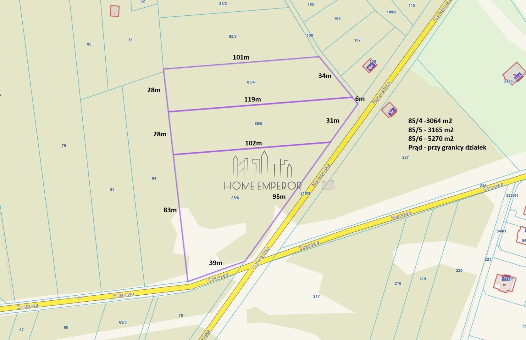 Działka budowlana 5 270 m², Poddębie