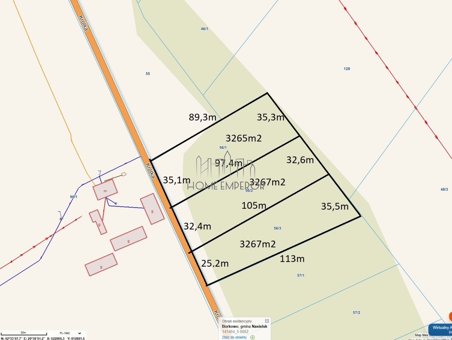 Działka rolna i leśna 3 265 m², Borkowo