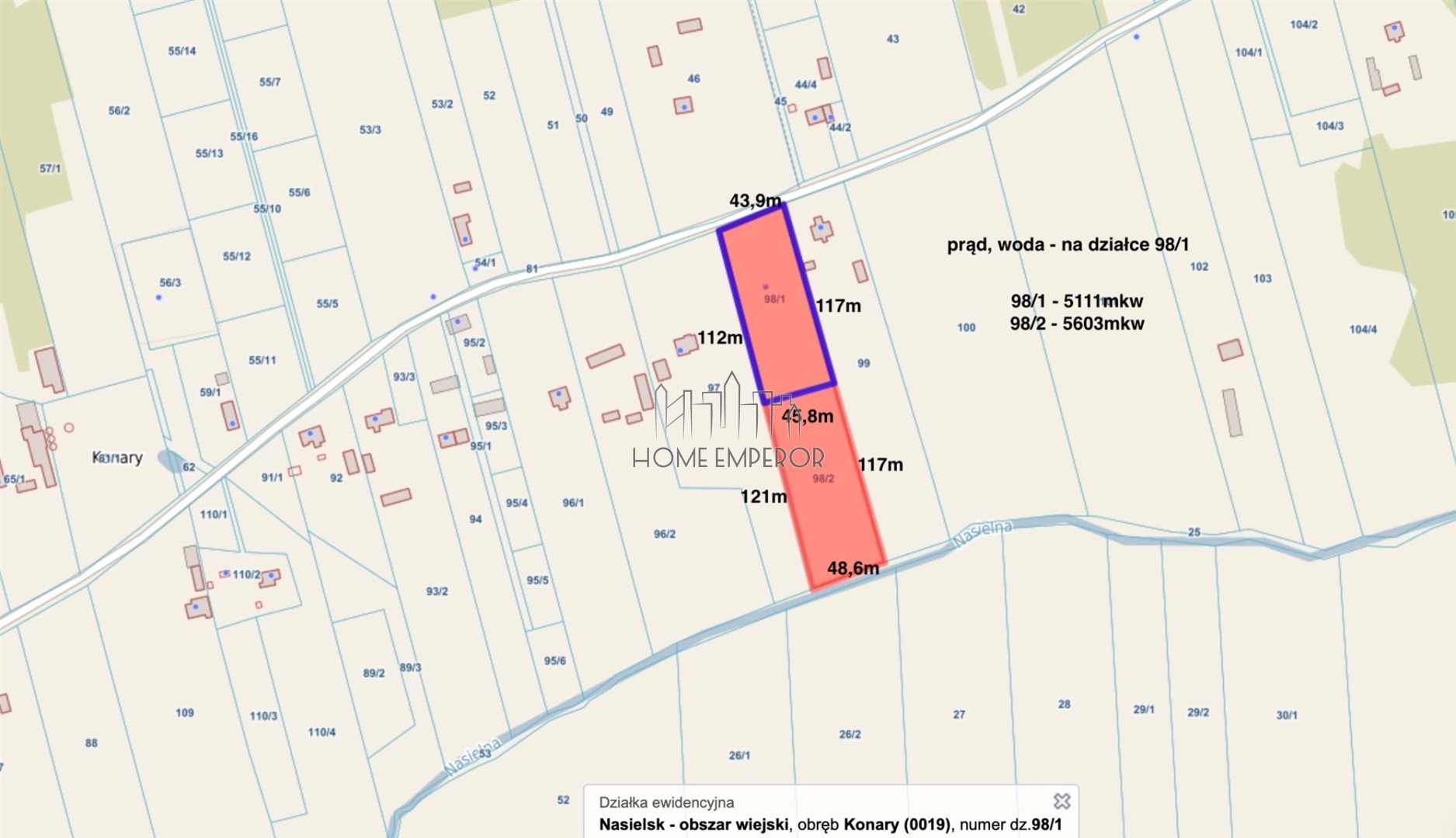 Działka budowlana 5 116 m², Konary