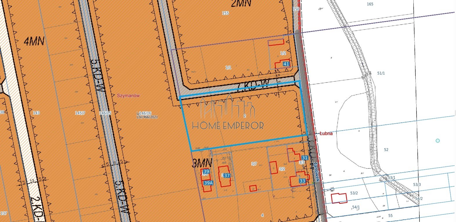 Działka budowlana 5 500 m², Łubna