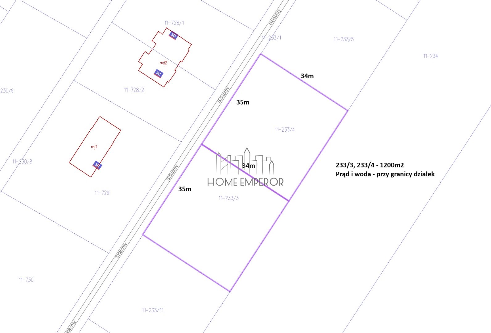 Działka budowlana 1 200 m², Kąck