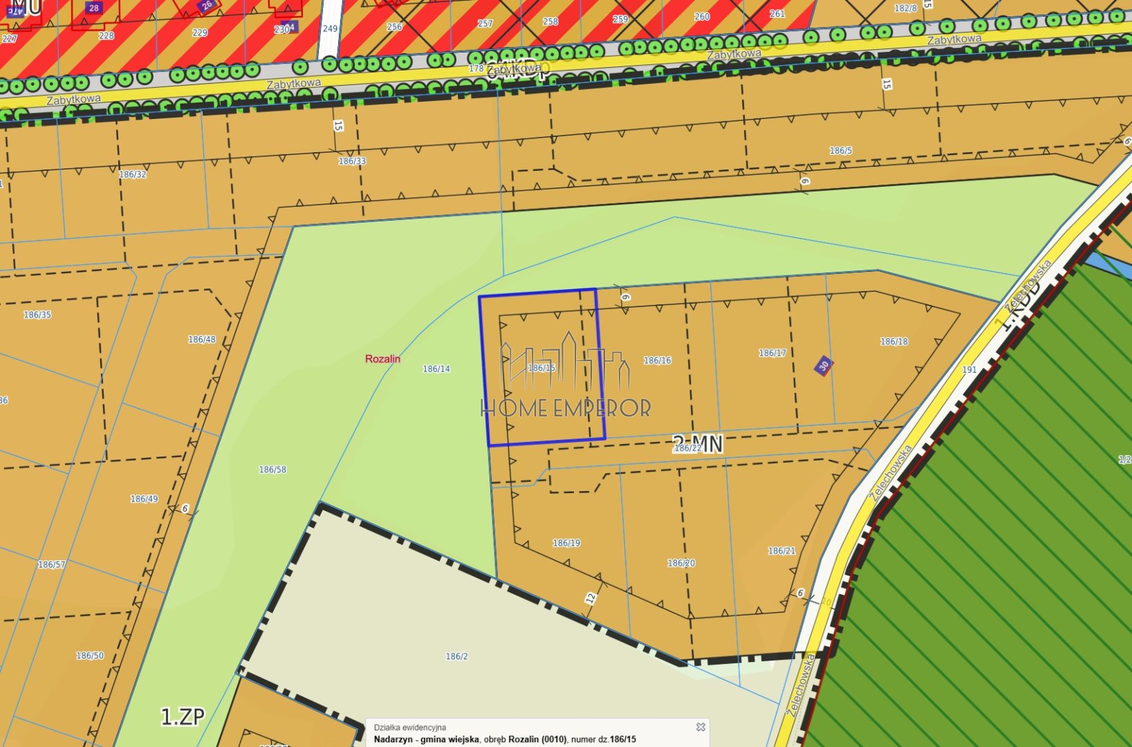 Działka budowlana 1 507 m², Rozalin
