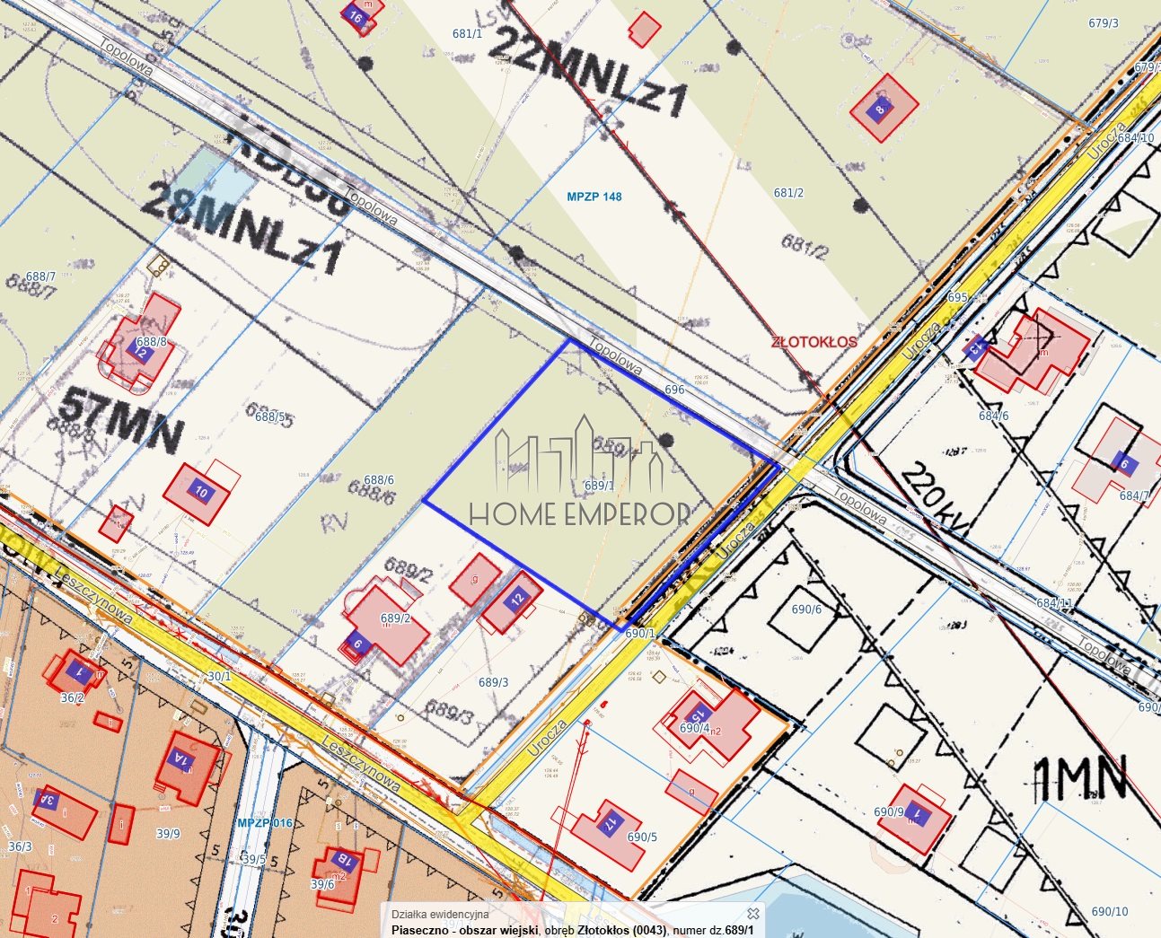 Działka budowlana 2 500 m², Złotokłos