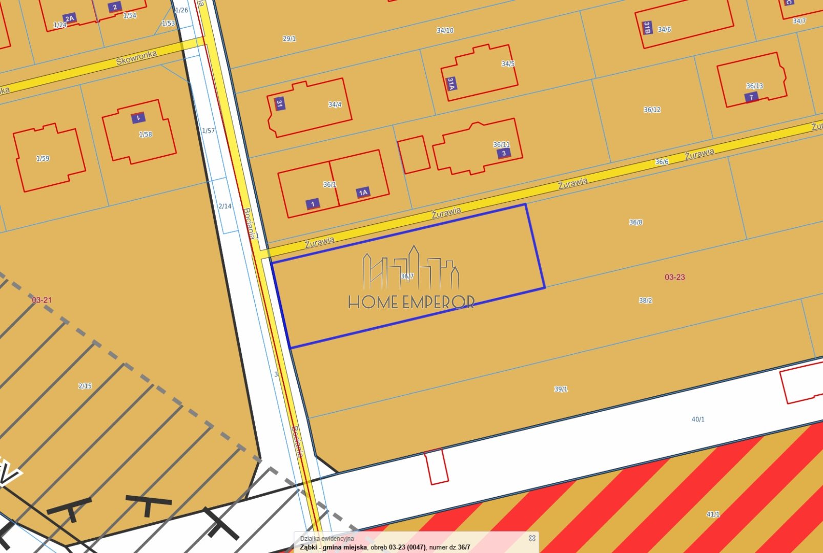 Działka budowlana 882 m², Ząbki