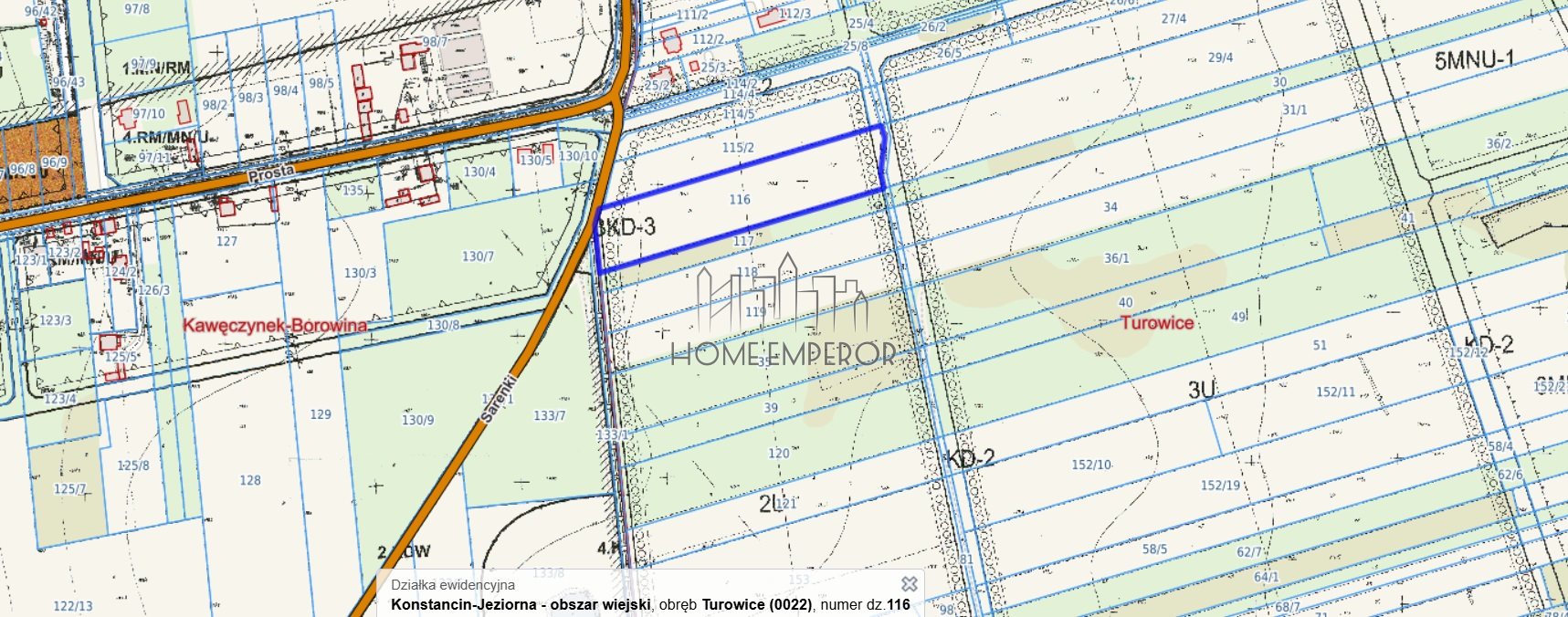 Działka inwestycyjna 8 601 m², Turowice