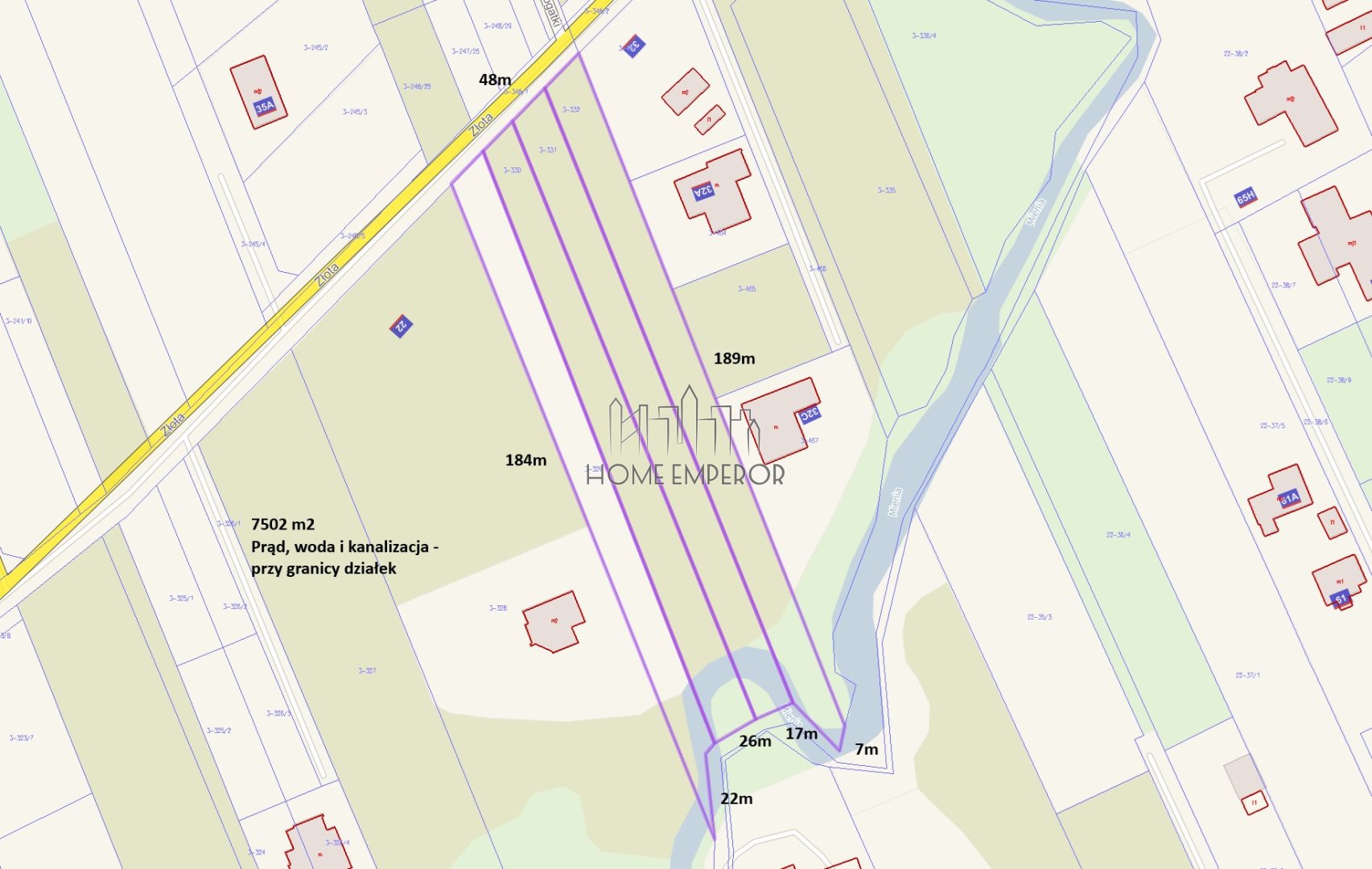 Działka budowlana 7 502 m², Boryszew