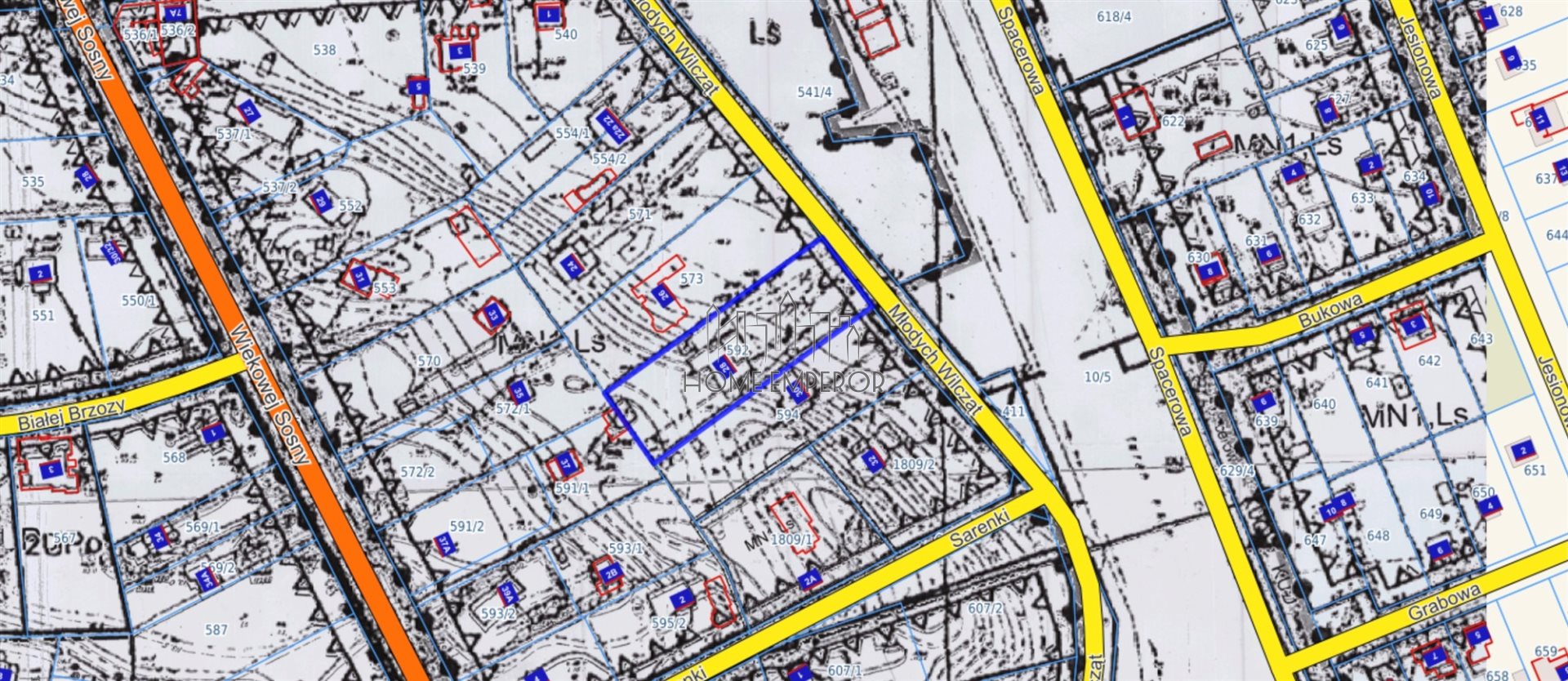 Działka budowlana 2 846 m², Zalesie Górne